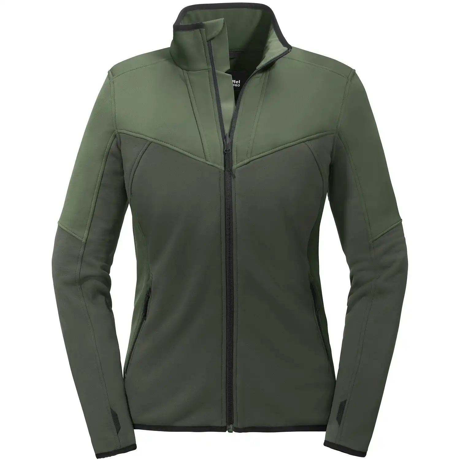 Damen Stretch Fleecejacke "EINHEIZER" Zipin in grün, L - Bild 1