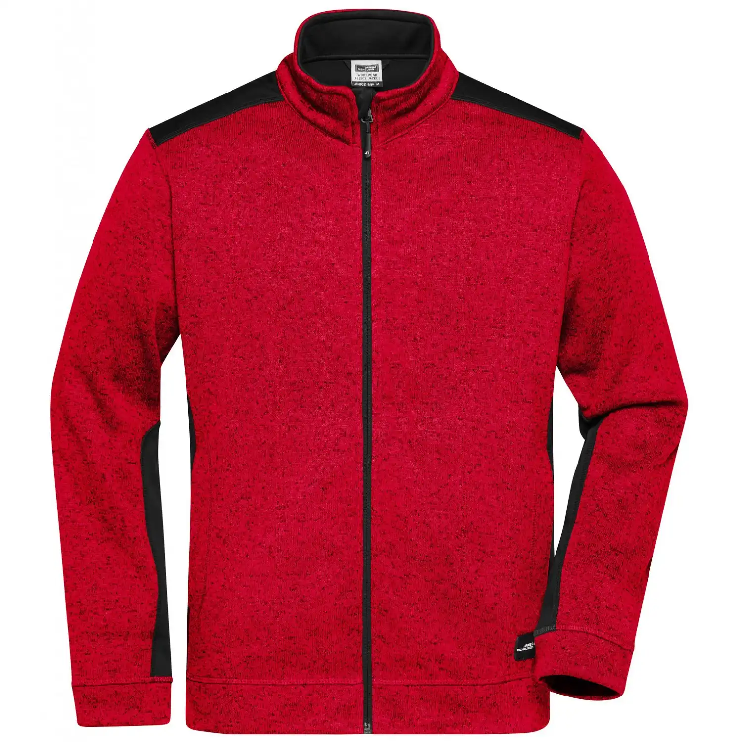 Strick Fleece Jacke "JN862" in red-melange/black, XS - Bild 1