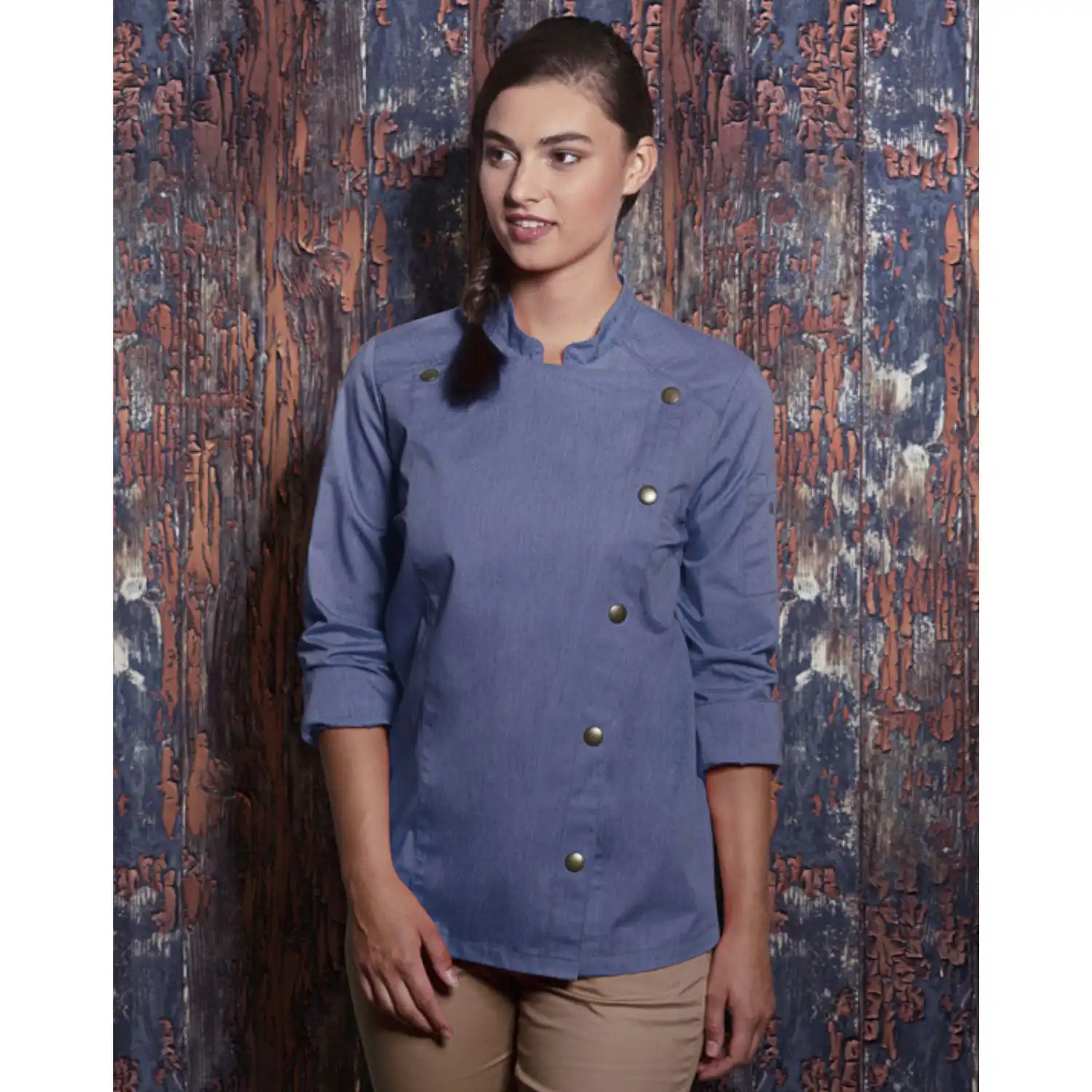 Damen Kochjacke Jeans "JF 20" in 36, vintage blau - Thumbnail 5