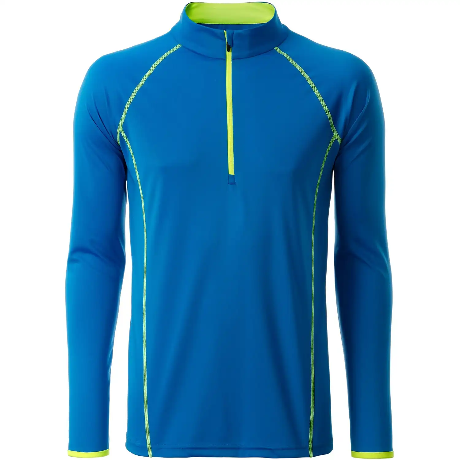 Funktionsshirt Langarm "JN498" in bright-blue/bright-yellow, XL - Thumbnail 1