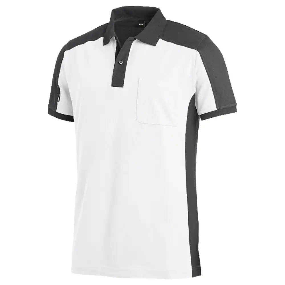 Polo-Shirt zweifarbig "KONRAD" in weiß/anthrazit, L - Thumbnail 1