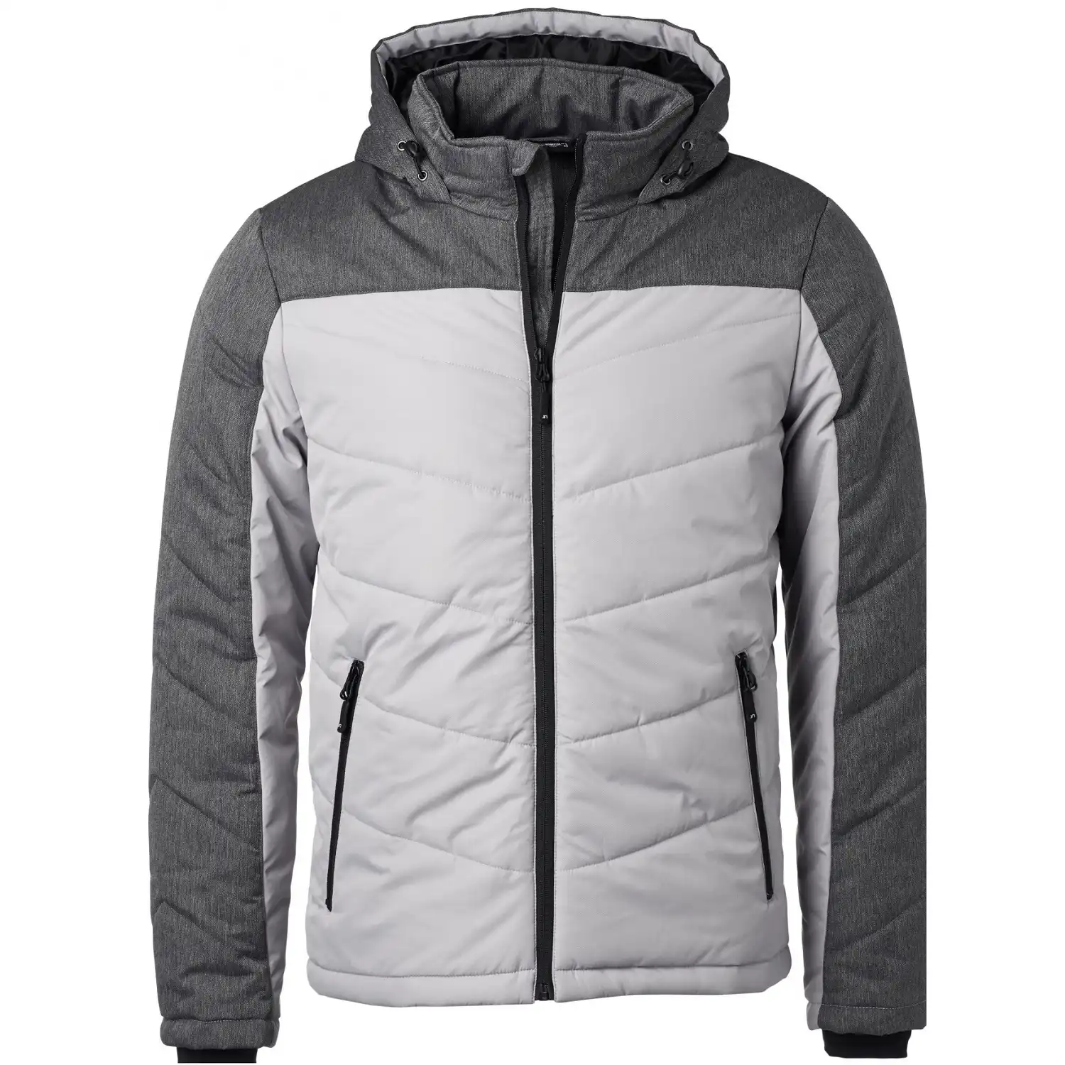 Kapuzen Winterjacke "JN1134" in silver/anthracite-melange, M - Thumbnail 1