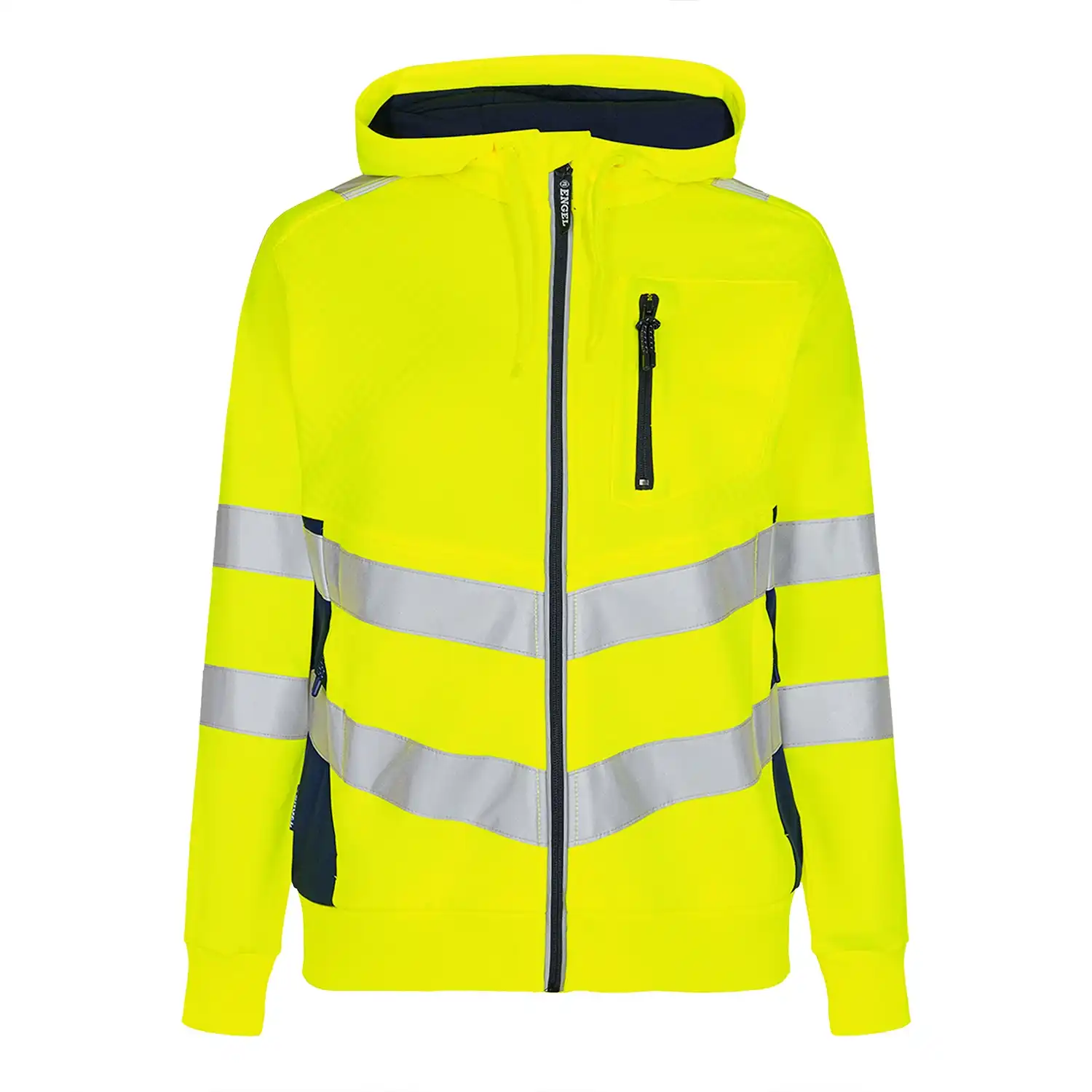 Damen Warnschutz Kapuzen Sweatjacke "8027-241" Safety Kl. 2 in gelb/marine, 3XL - Thumbnail 1