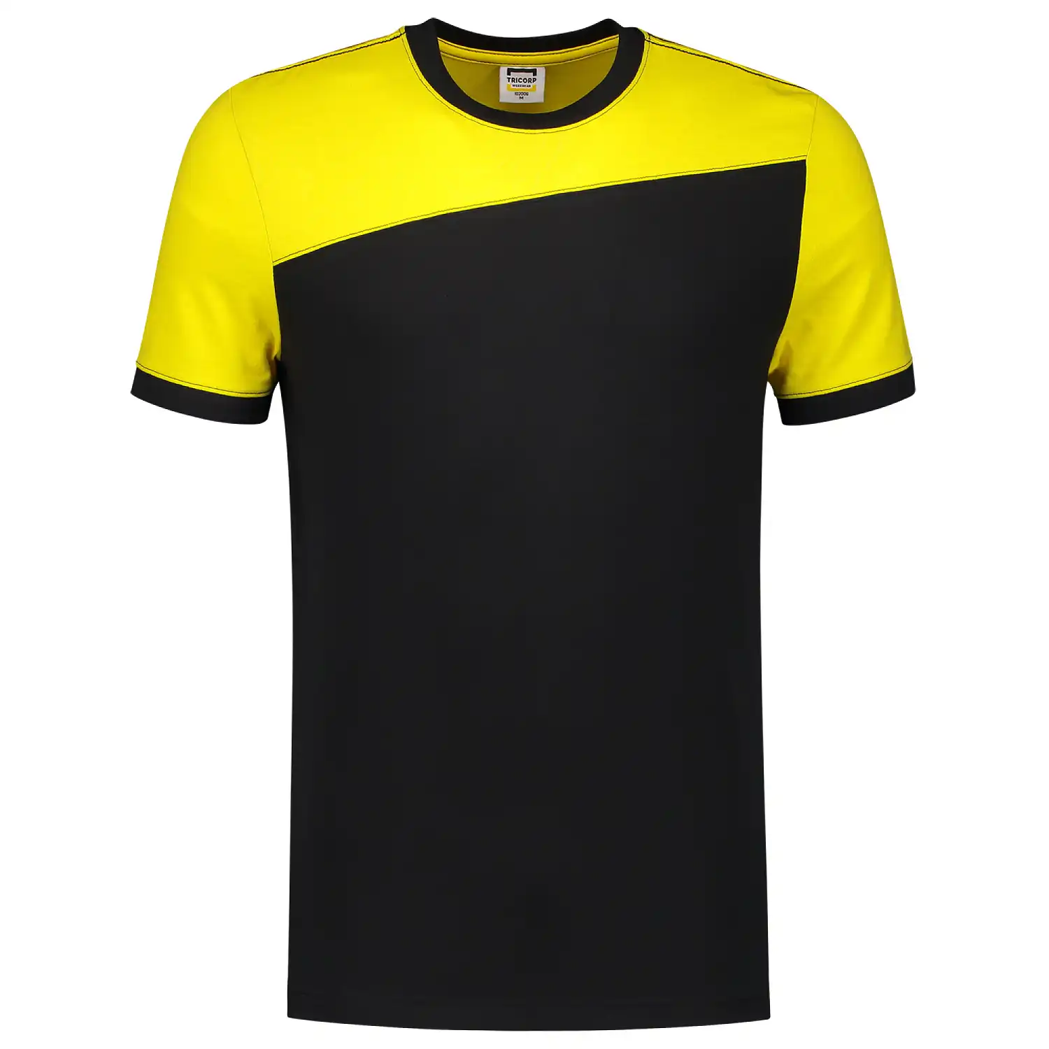 T-Shirt Bicolor "102006" Workwear in black/yellow, XS - Thumbnail 1