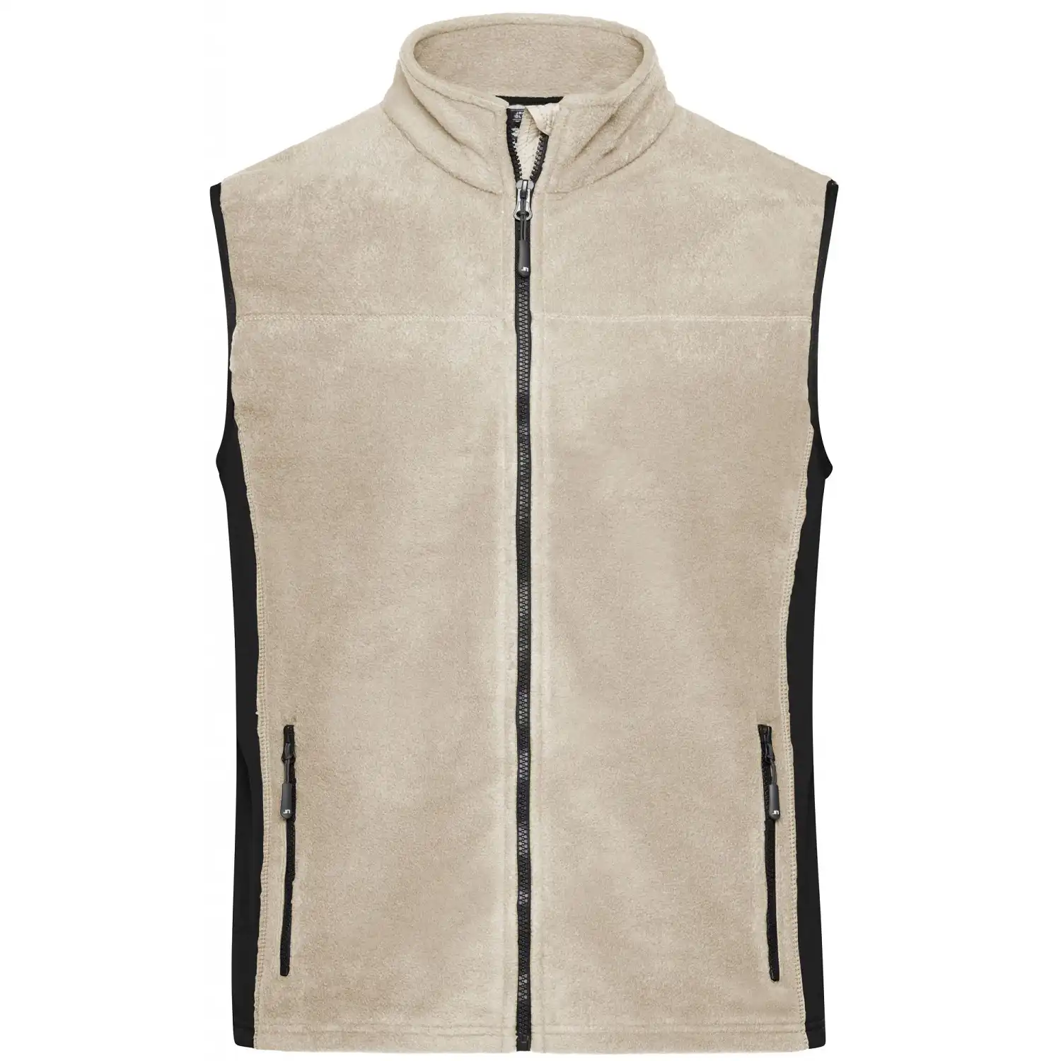 Fleece Weste "JN856" in stone/black, L - Thumbnail 1