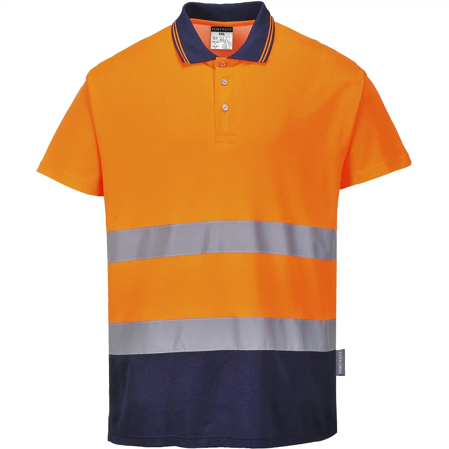Warnschutz Polo-Shirt "S174" Komfort in orange/marine, L - Bild 1