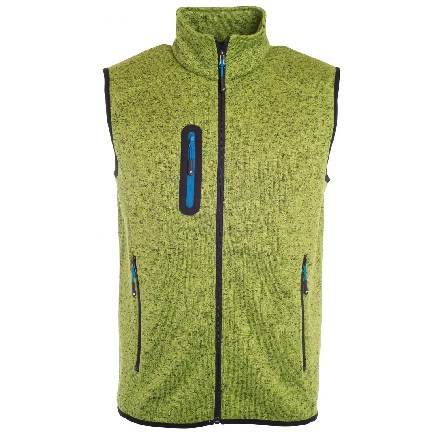 Strickfleece Weste "JN774" in kiwi-melange/royal, S - Thumbnail 1