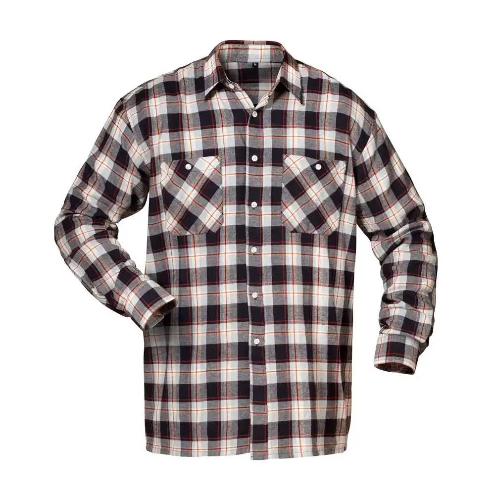 Flanellhemd 100% Baumwolle in marine/hellblau/rot, L - Thumbnail 1