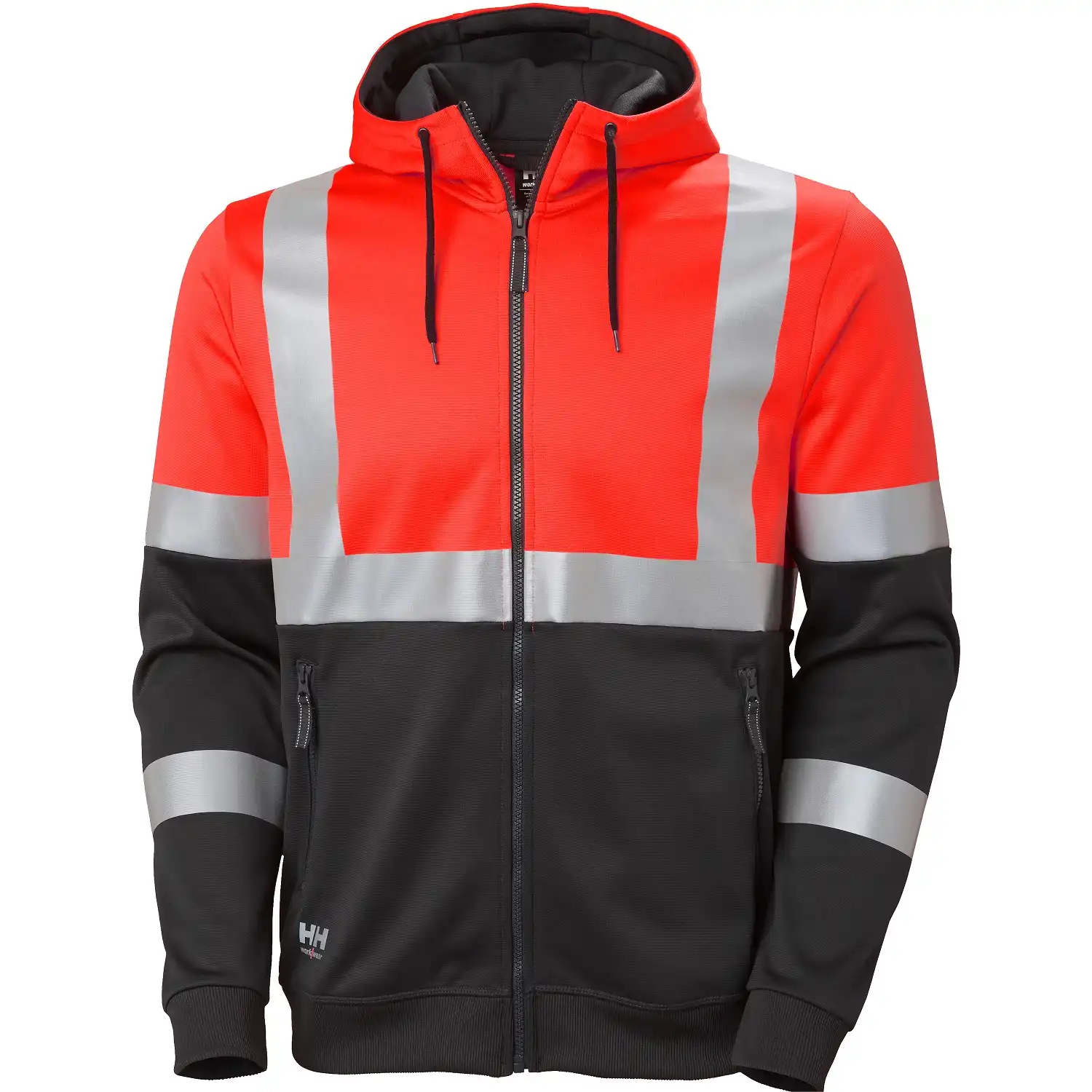Warnschutz Kapuzen-Sweatjacke "ADDVIS" UV-Schutz in rot/schwarz, XS - Thumbnail 1