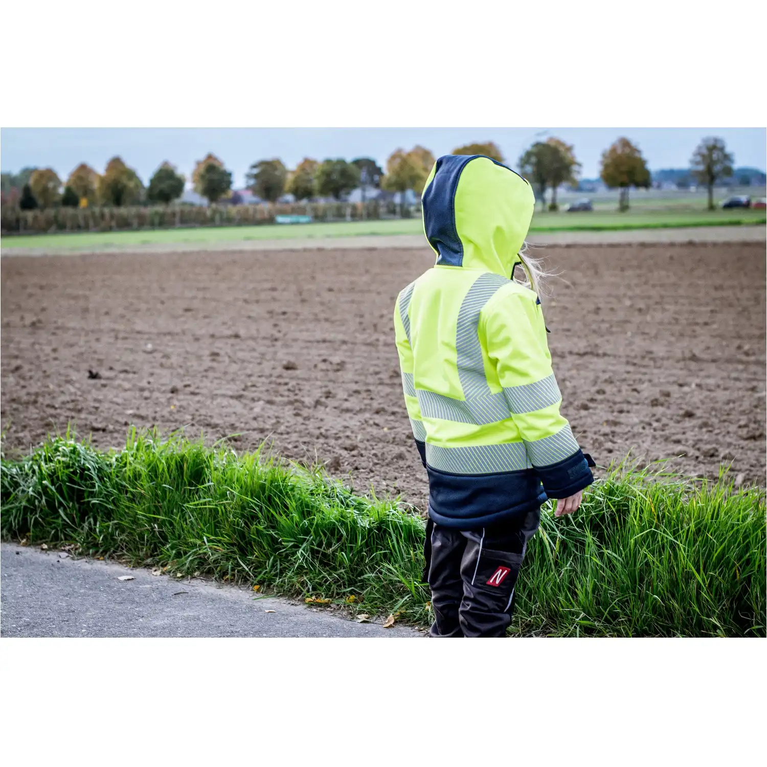 Kinder Hi-Viz Winter Softshelljacke "MOTION TEX KIDS" gelb in 122/128 - Thumbnail 3