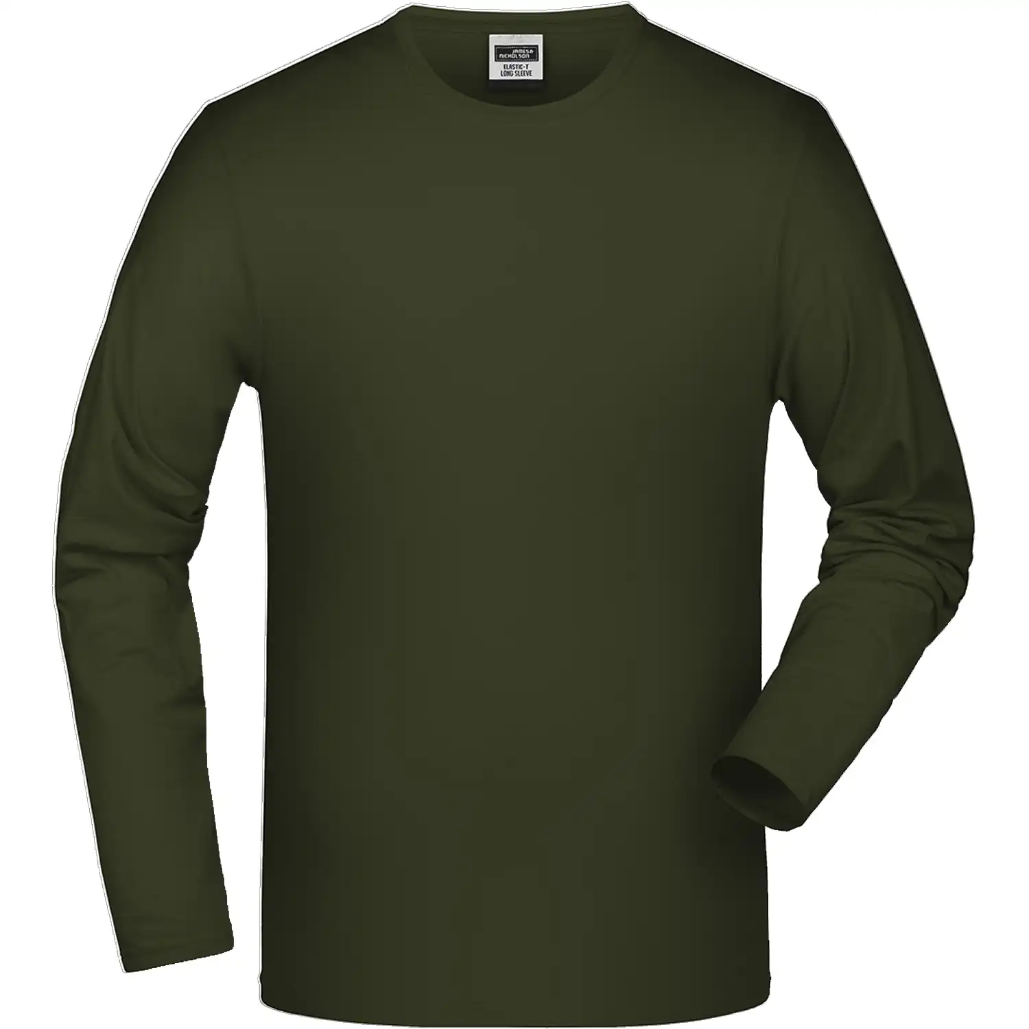Langarmshirt Elasthan"JN056" in olive, L - Thumbnail 1