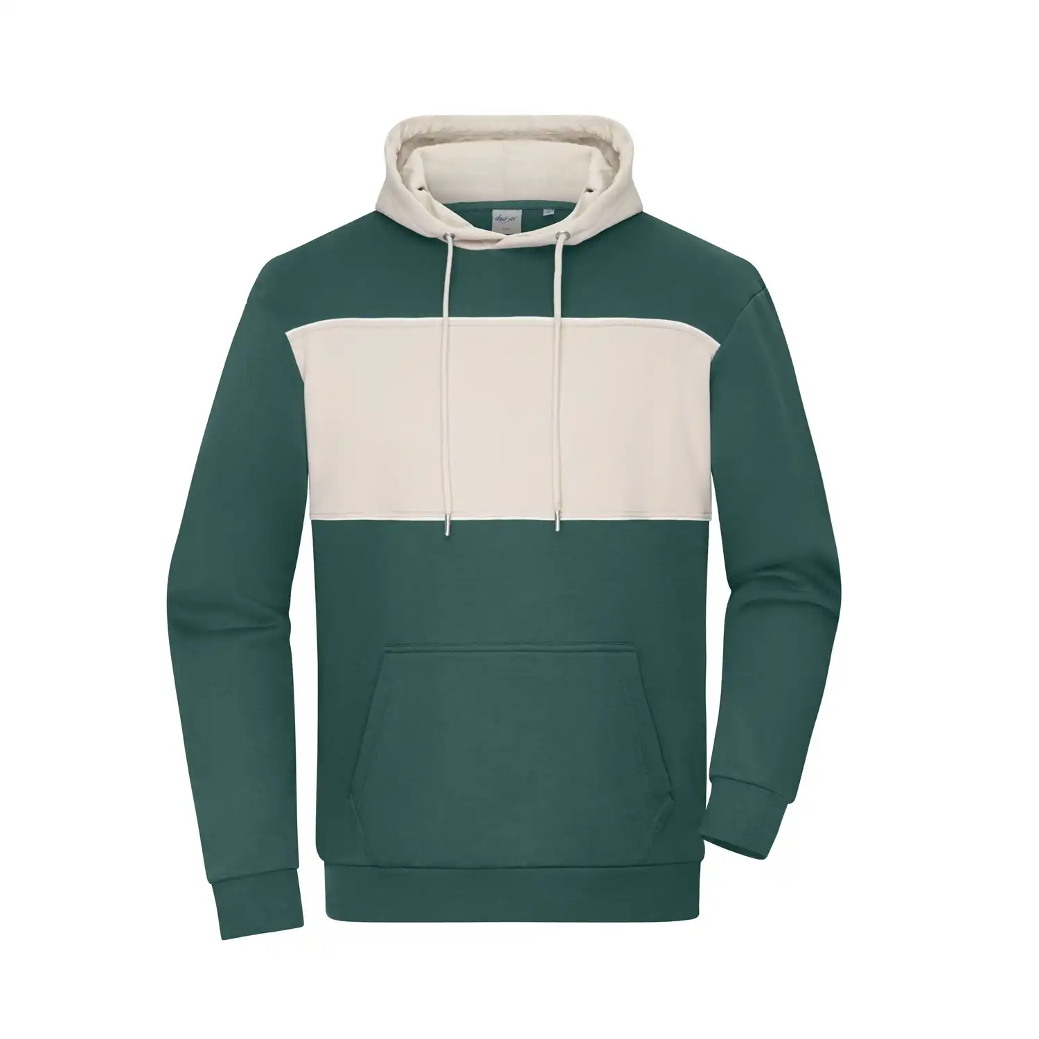 Sweat-Hoody colour-block UNISEX "8051" in XXS, smoky-green/sandstone - Thumbnail 1