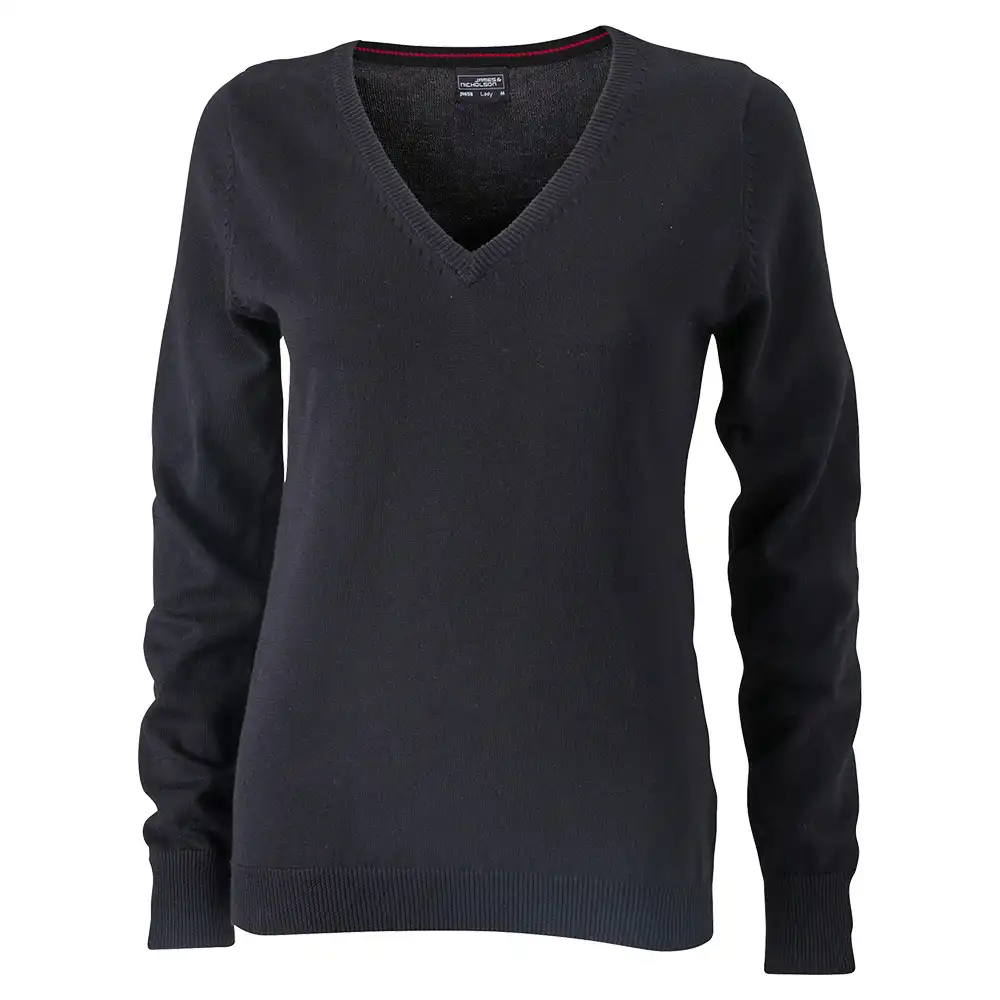 Damen V-Neck Pullover "JN658" in black, S - Bild 1