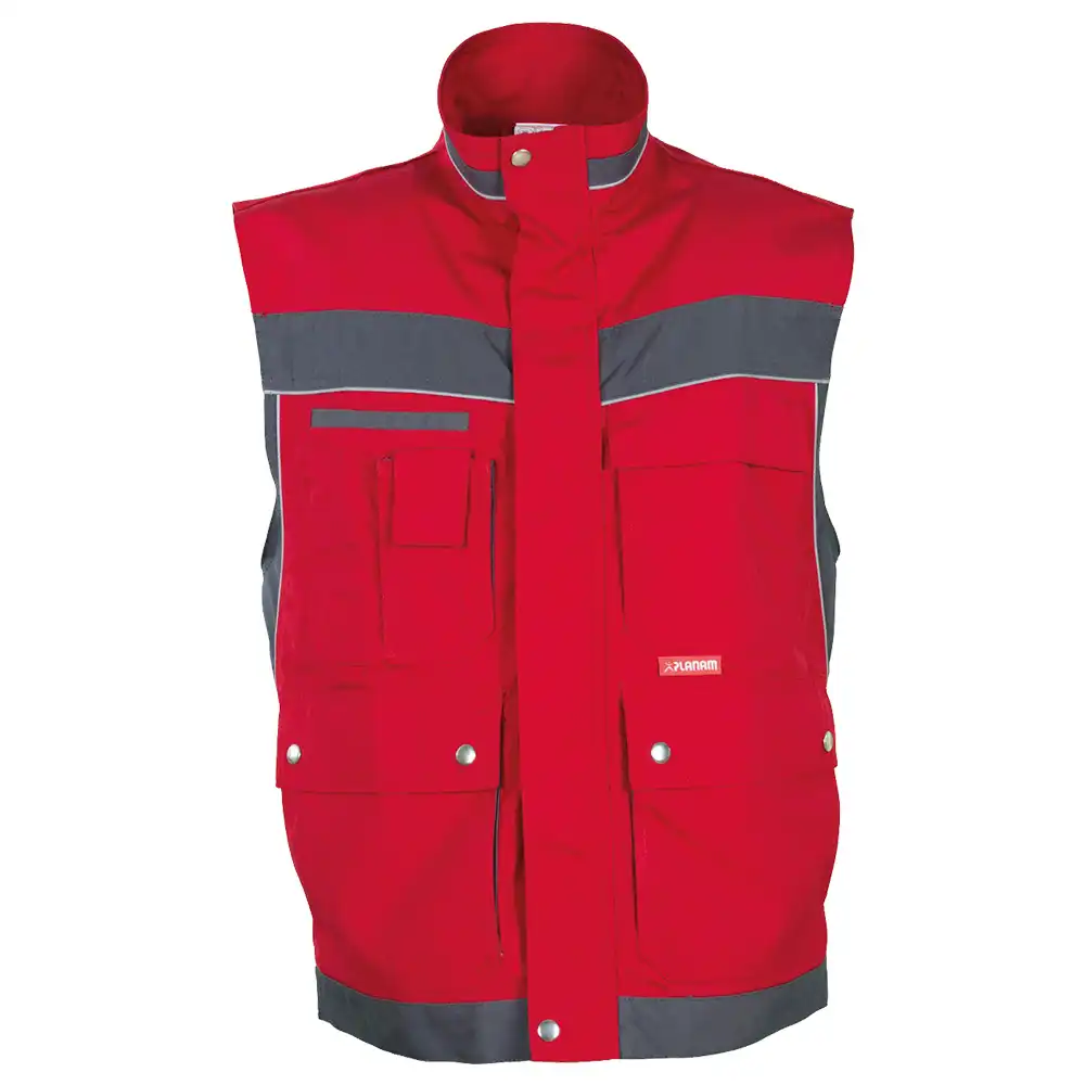 Arbeitsweste "PLALINE" in Rot/Schiefer, S - Thumbnail 1