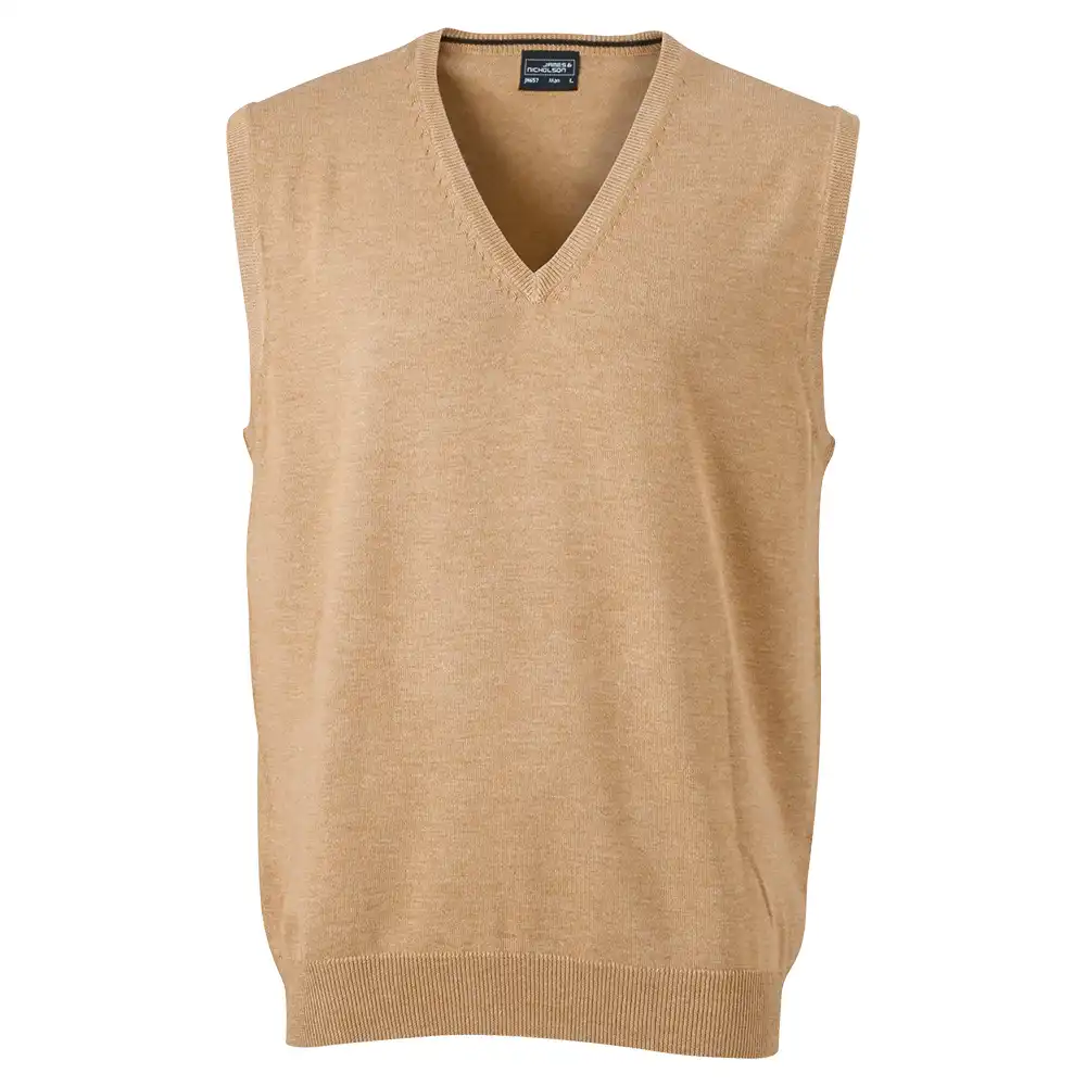 V-Neck Pullunder "JN657" in camel, XL - Thumbnail 1