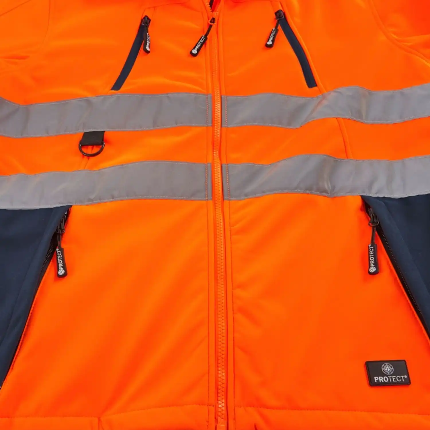 Warnschutz-Softshelljacke "PITTSBURGH" in leuchtorange/navy, S - Thumbnail 4
