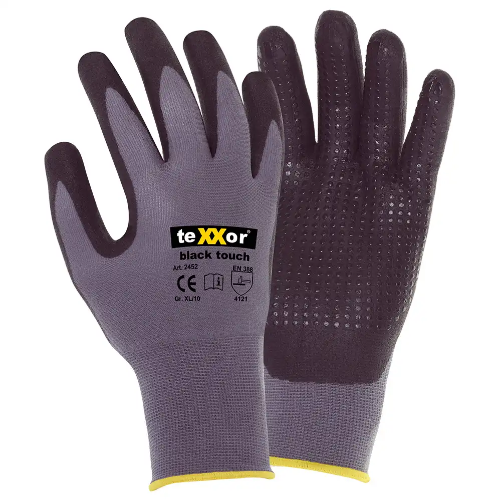 Nylon-Montagehandschuhe "BLACK-TOUCH" mit Noppen  in 9 (L) - Bild 1