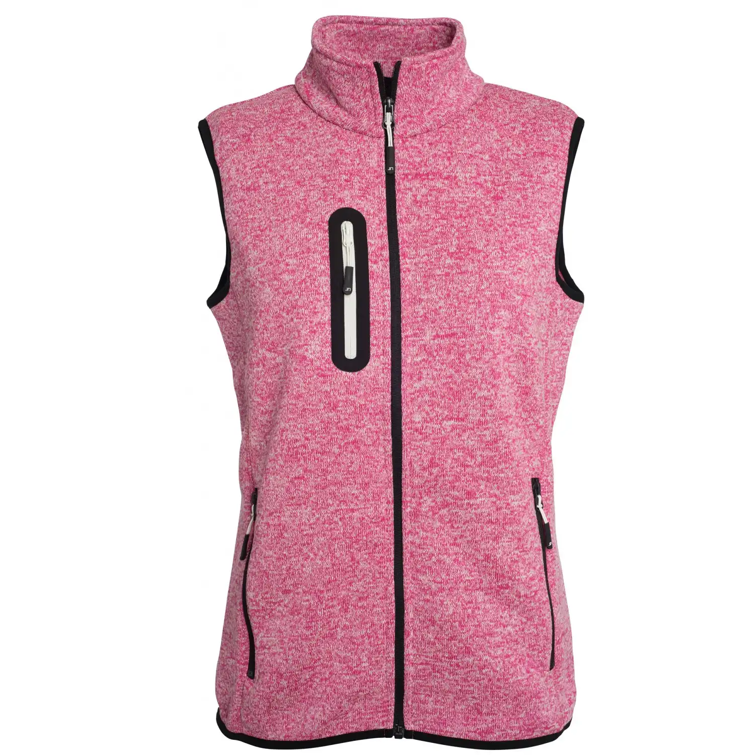 Damen Strickfleece Weste "JN773" in pink-melange/off-white, S - Thumbnail 1