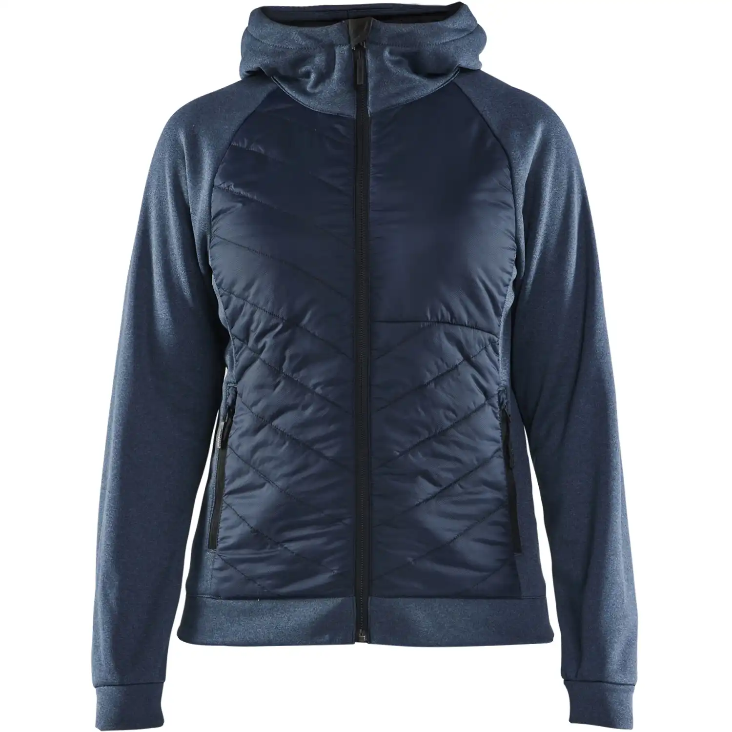 Damen Hybrid Kapuzen-Sweatjacke "3464" in taubenblau/dunkelmarine, XS - Thumbnail 1