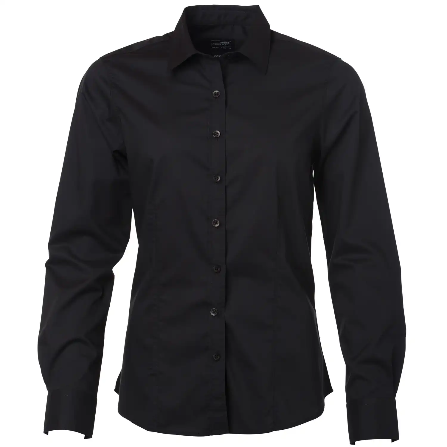 Damen Langarm Bluse "JN677" in black, L - Thumbnail 1