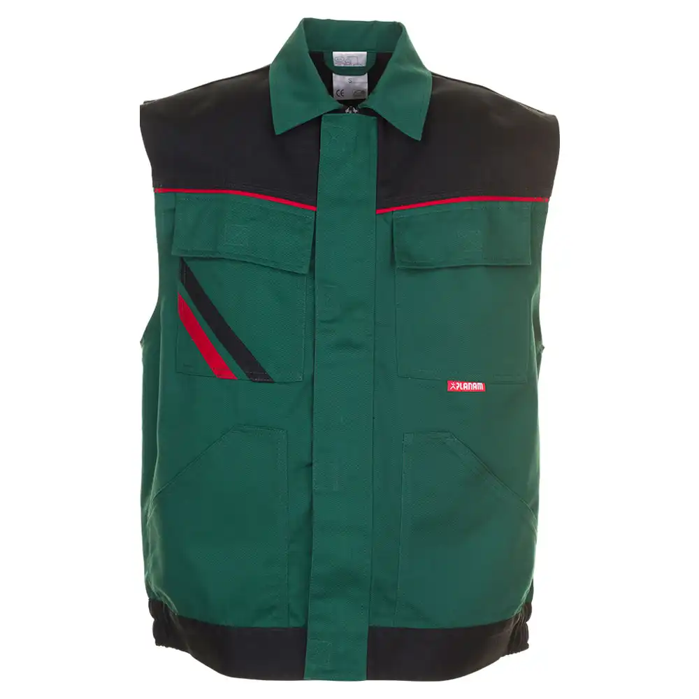Arbeitsweste "HIGHLINE" 285g/m² Canvas-Besatz in grün/schwarz/rot, L - Thumbnail 1