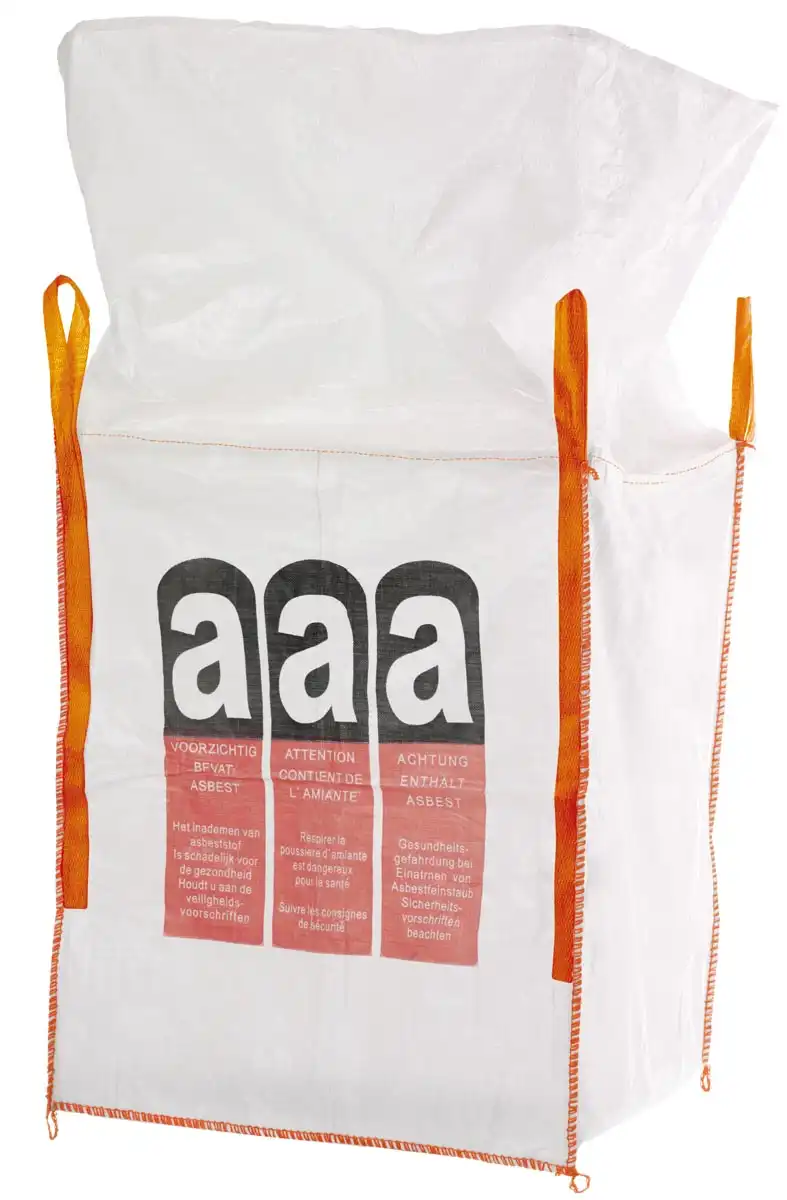 Asbest-Big-Bags PP-Gewebe 90x90x110cm mit Schürze "ASBEST" 1000kg - Bild 1