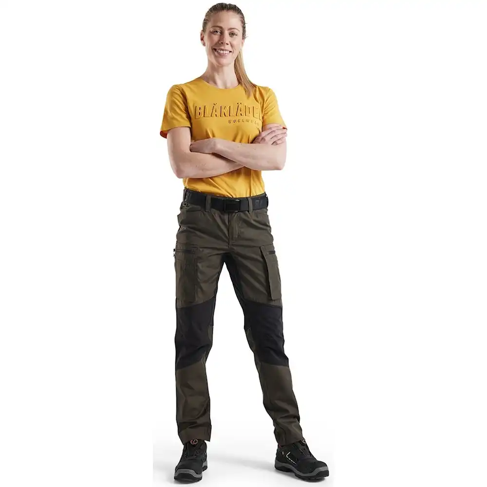 Damen Stretch Servicehose "7159" 166 g/m² in dunkeloliv/schwarz, 40 - Thumbnail 3