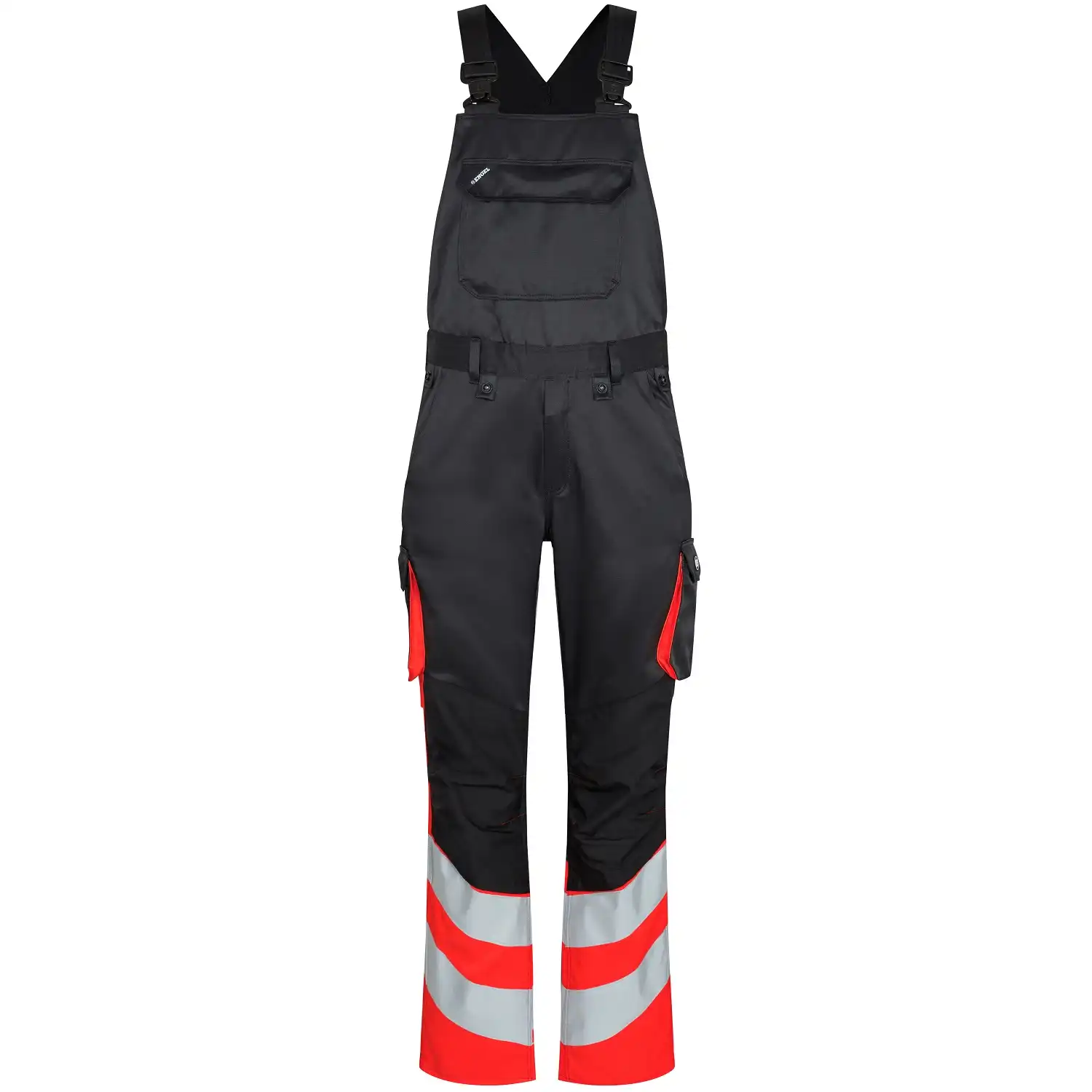 Warnschutz Latzhose "3547-319" Safety leicht UV-Schutz in schwarz/rot, 48 - Bild 1