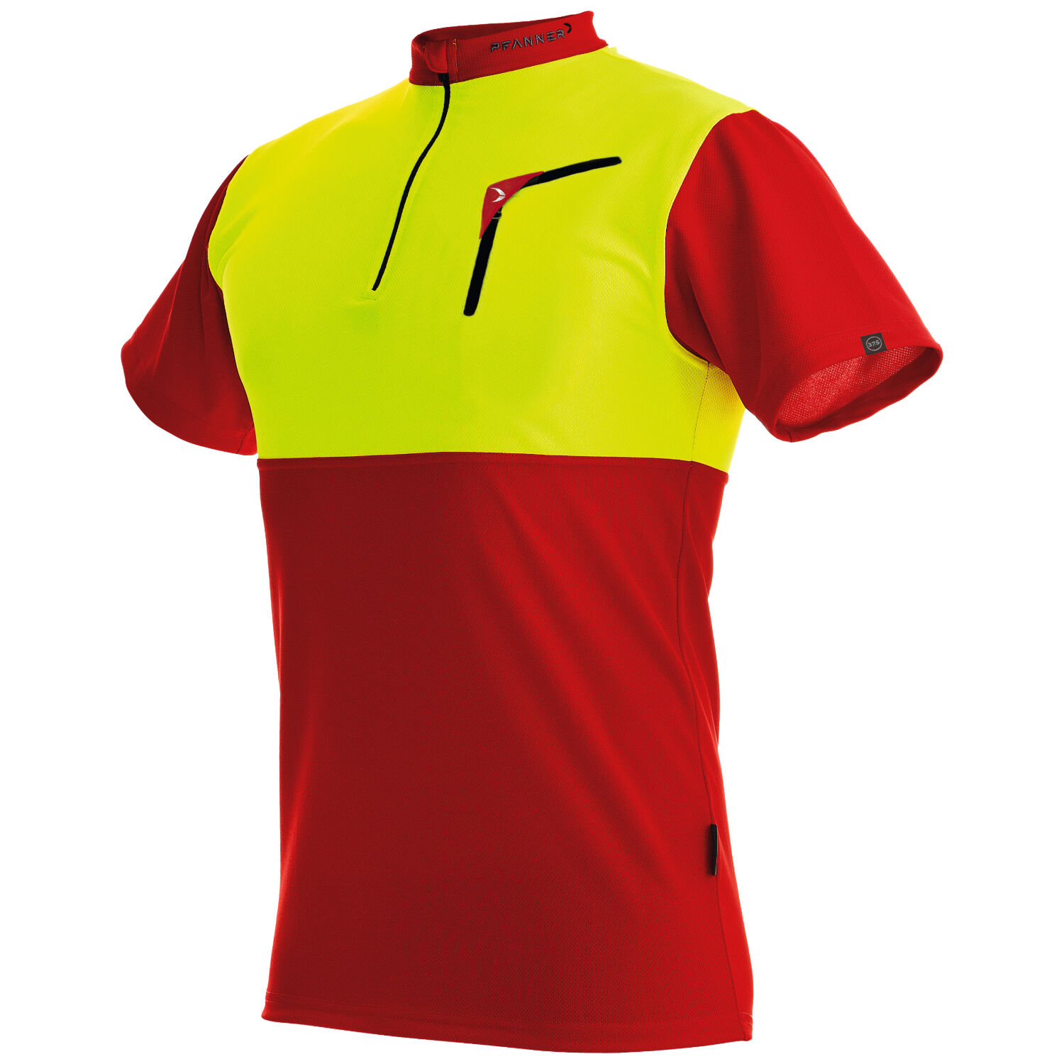 Funktionsshirt "ZIPP-NECK" in rot/neongelb, XS - Thumbnail 1