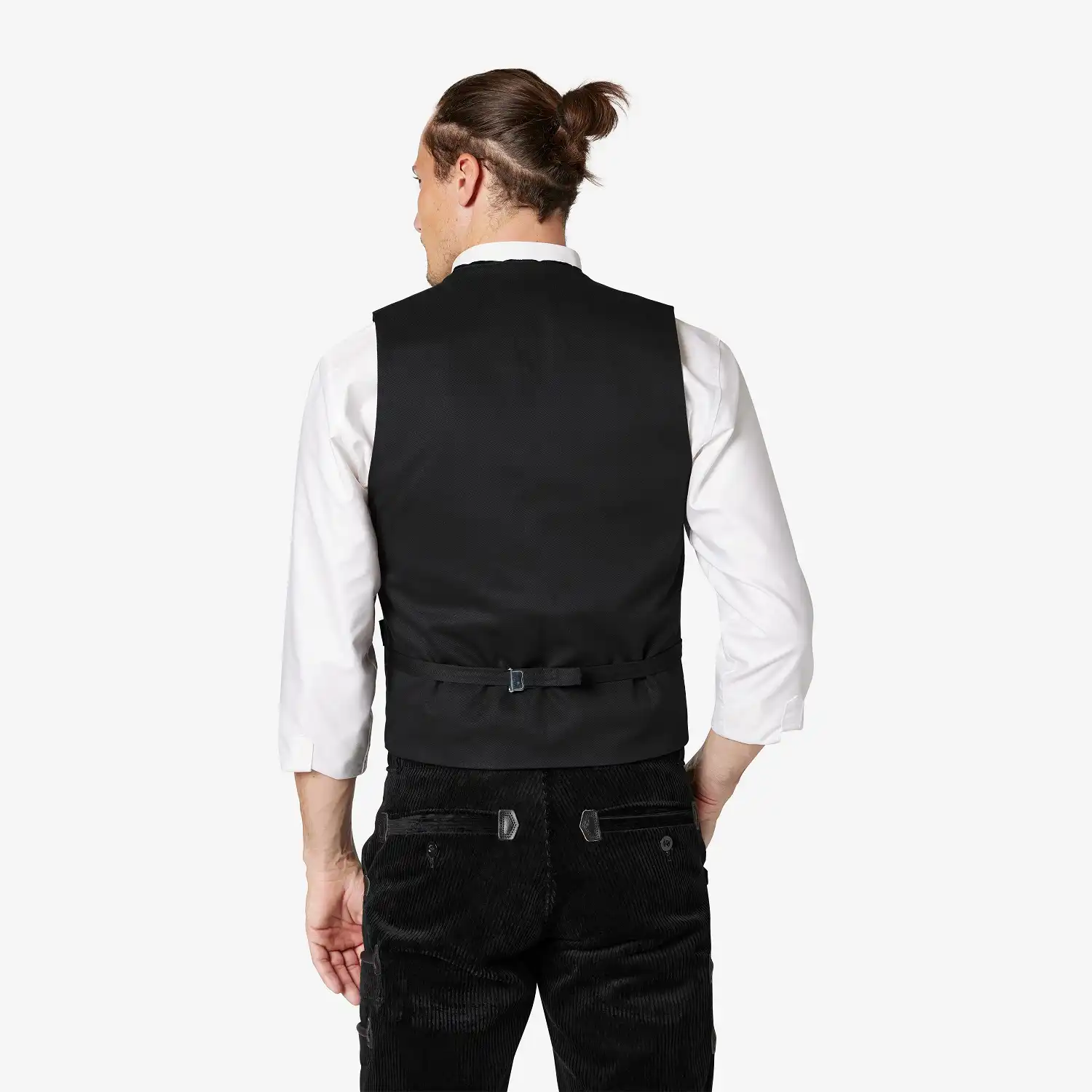 Zunftweste Trenkercord Dreidraht mit Echtleder "FRITZ" schwarz in 44 - Thumbnail 2