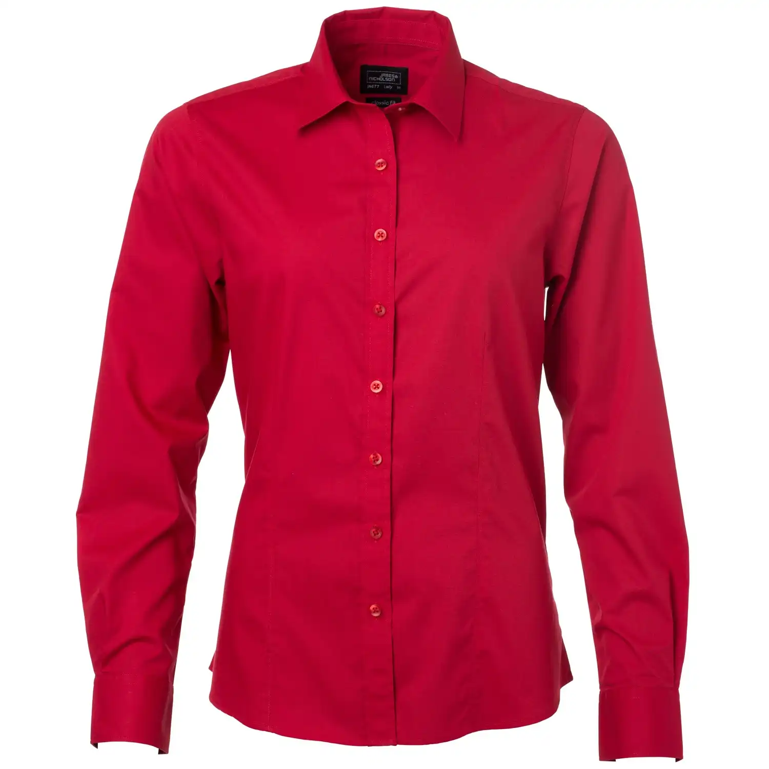 Damen Langarm Bluse "JN677" in red, XL - Thumbnail 1