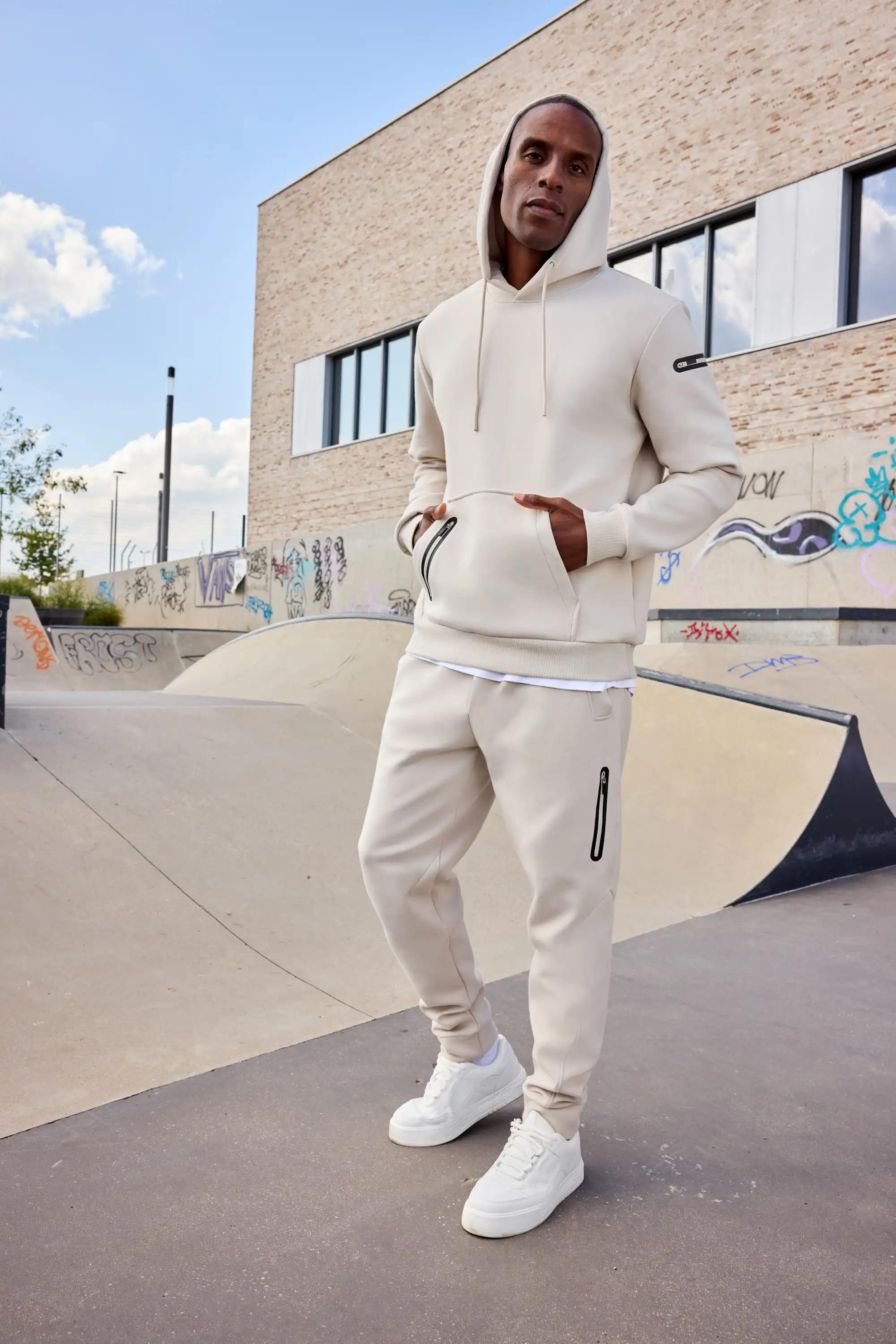 Herren Kapuzen-Sweatshirt "INTERLOCK" 8046 in sand, M - Thumbnail 5