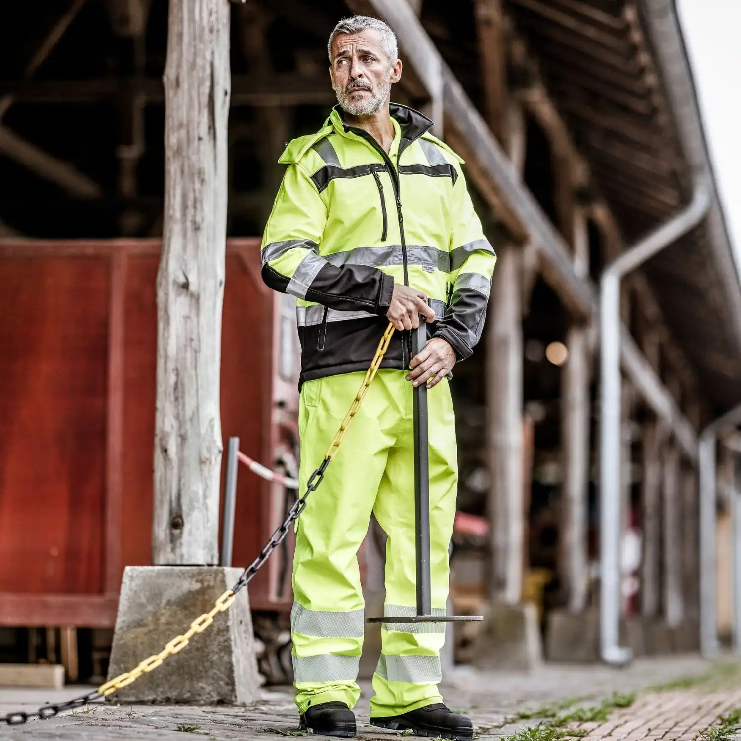 Warnschutz Softshelljacke "MOTION TEX VIZ" in gelb/schwarz, L - Thumbnail 3