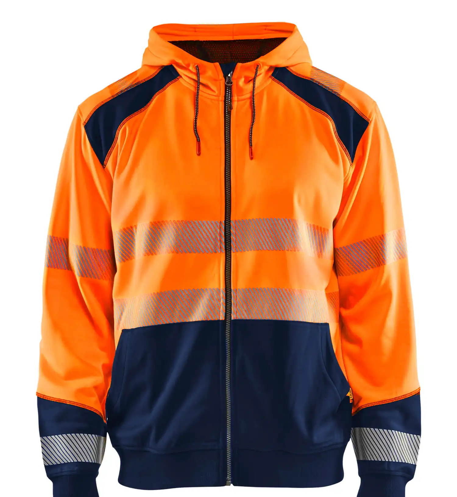 Warnschutz Kapuzen-Sweatjacke "3546" in orange/marine, 3XL - Thumbnail 1