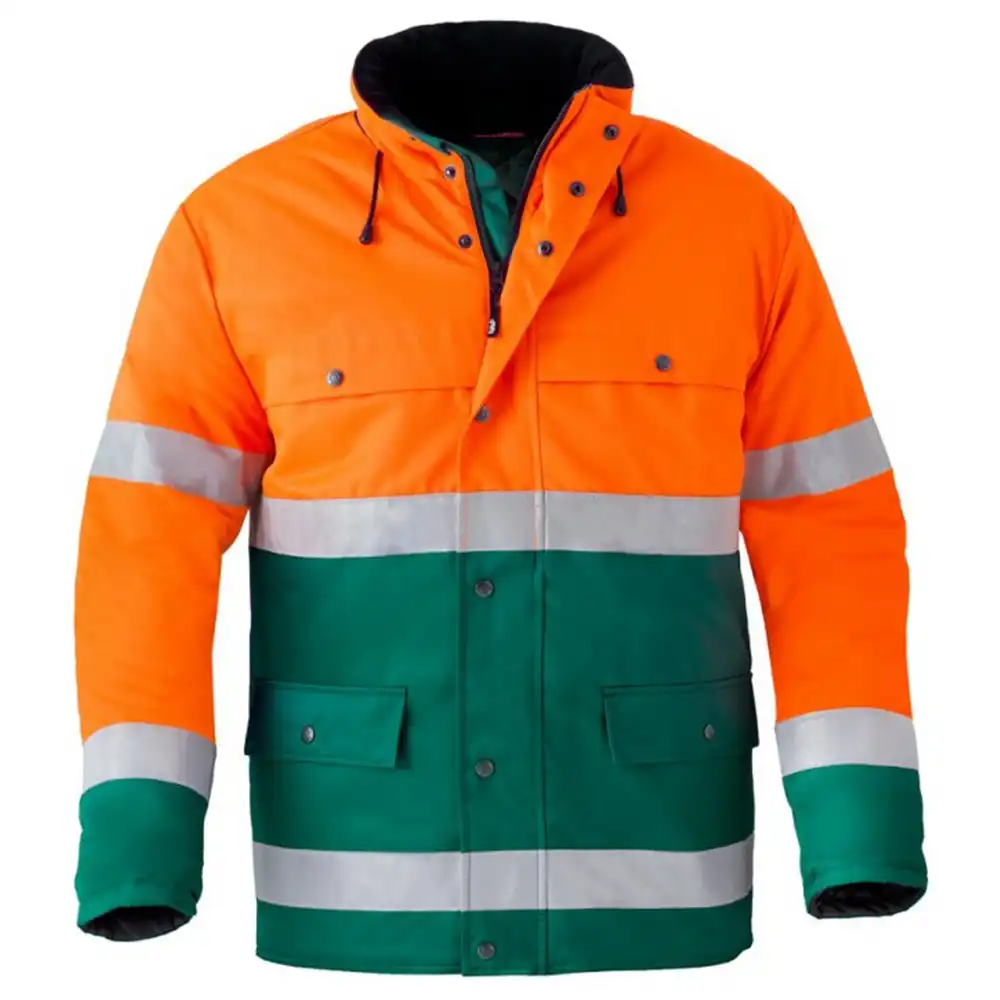 Warnschutz Parka "4133" High Visibility in grün/fluor orange, L - Thumbnail 1