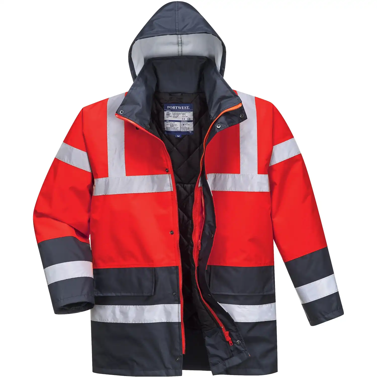 Warnschutz Winterjacke "S466" Kontrast Traffic in rot/marine, M - Bild 1