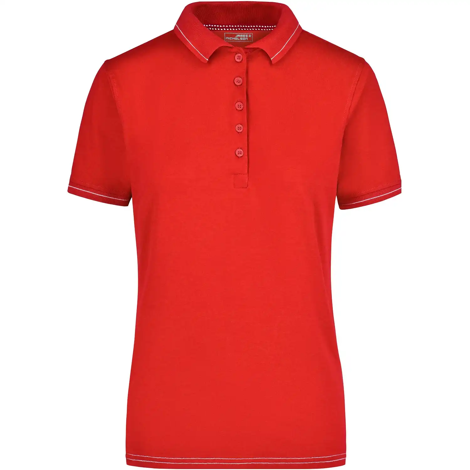 Damen Elastic Polo-Shirt "JN568" in red/white, L - Thumbnail 1