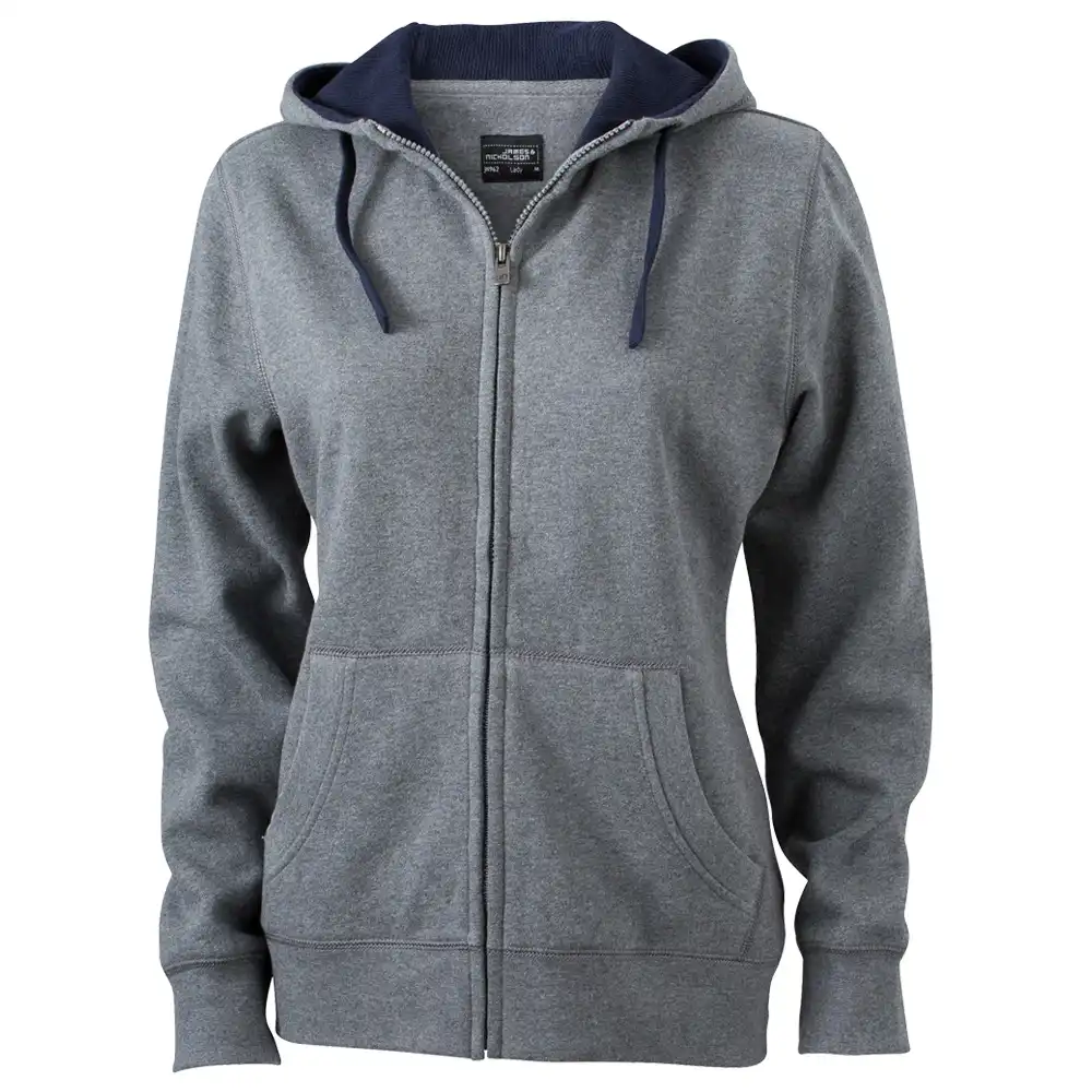 Damen Lifestyle Kapuzen-Sweatjacke "JN962" in grey-melange, L - Bild 1