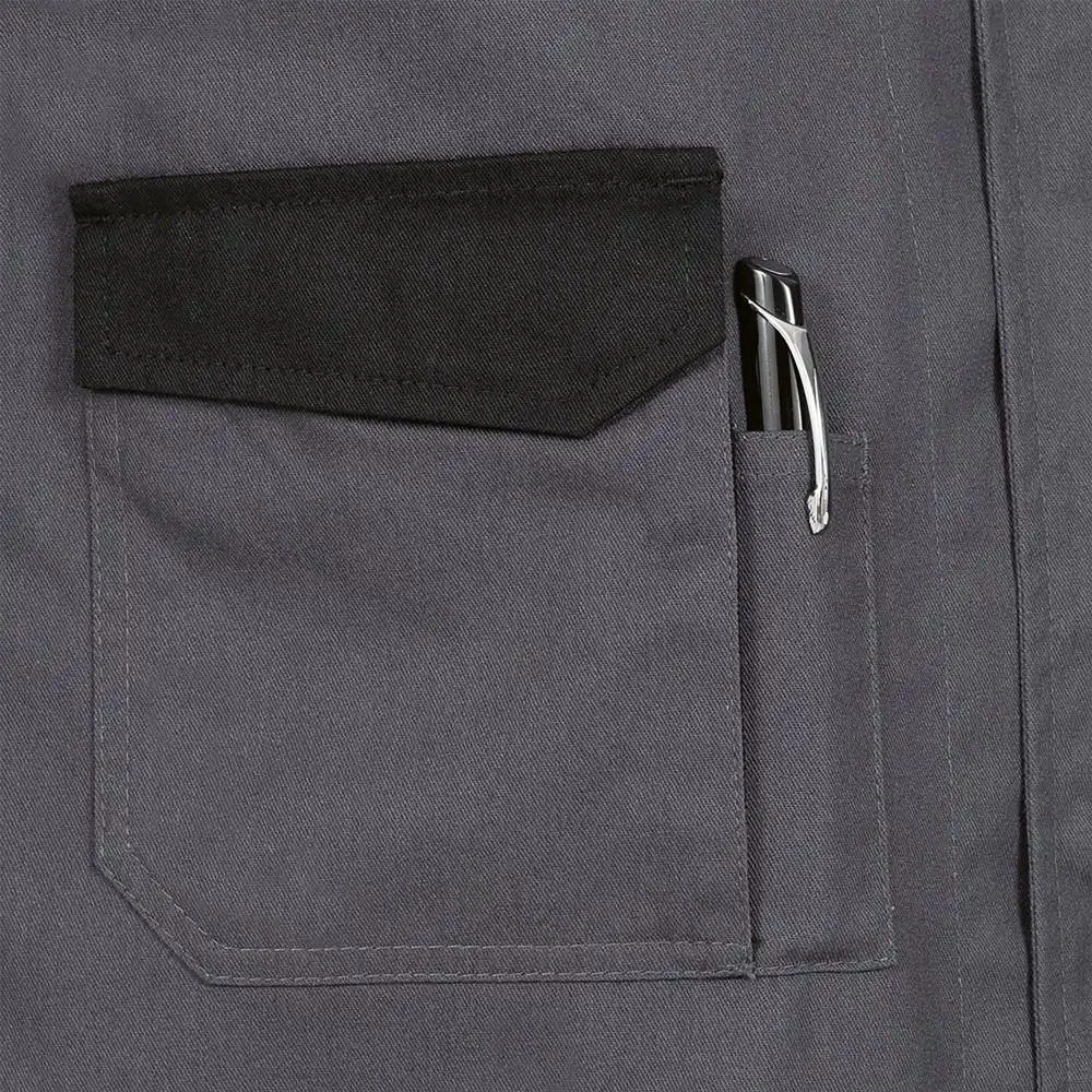 Berufsmantel Twill "TIENEN"  grau/schwarz in L - Thumbnail 3