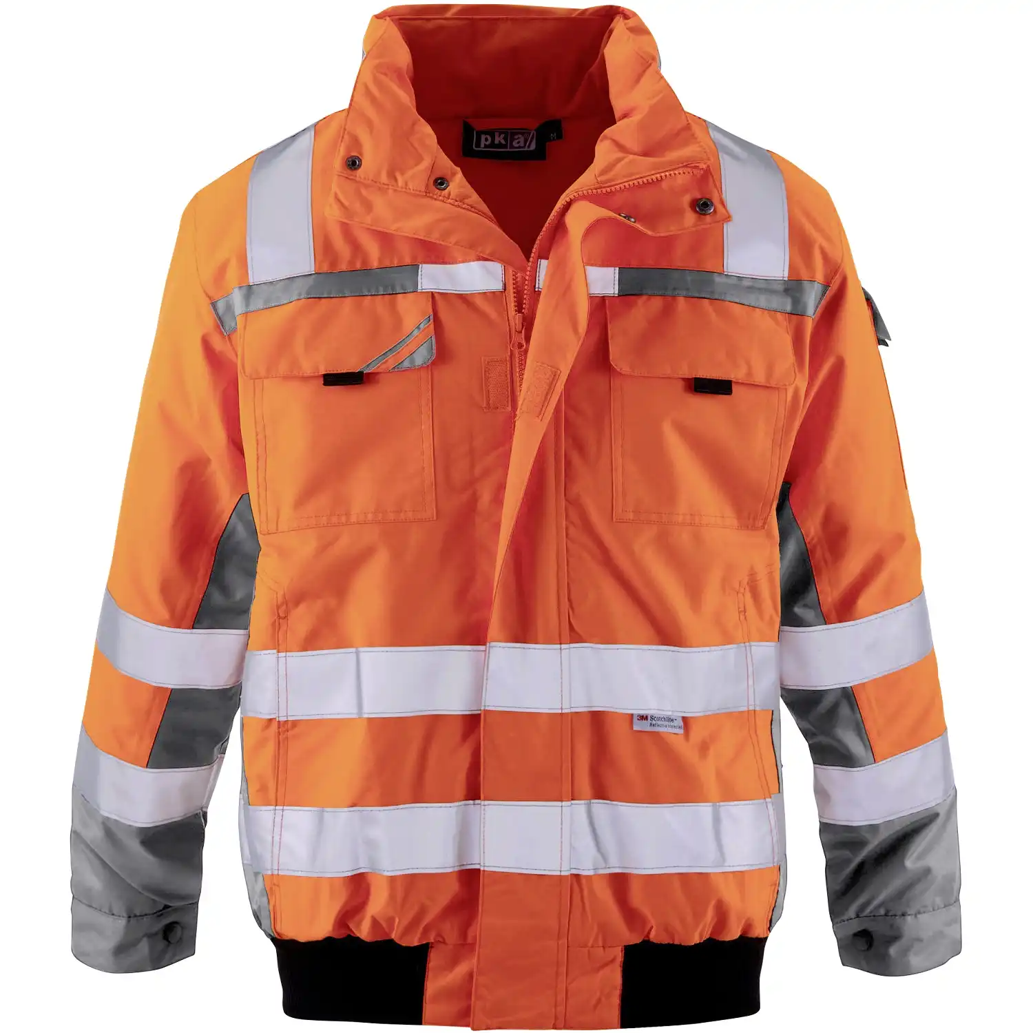 Warnschutz-Pilotenjacke Klasse 3 in orange/grau, M - Thumbnail 1