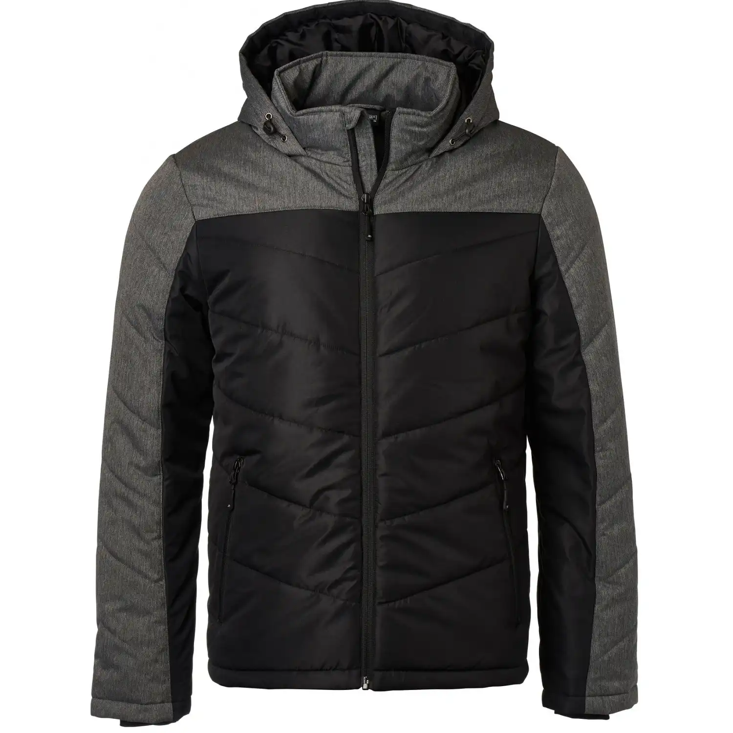 Kapuzen Winterjacke "JN1134" in black/anthracite-melange, S - Thumbnail 1