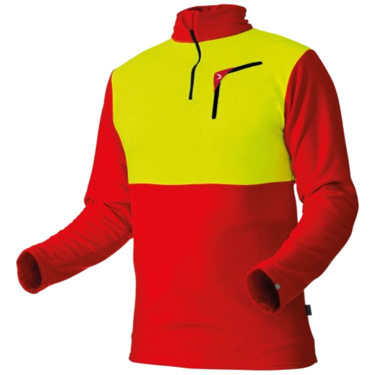 Langarmshirt "HUSKY" in rot/neongelb, XS - Bild 1