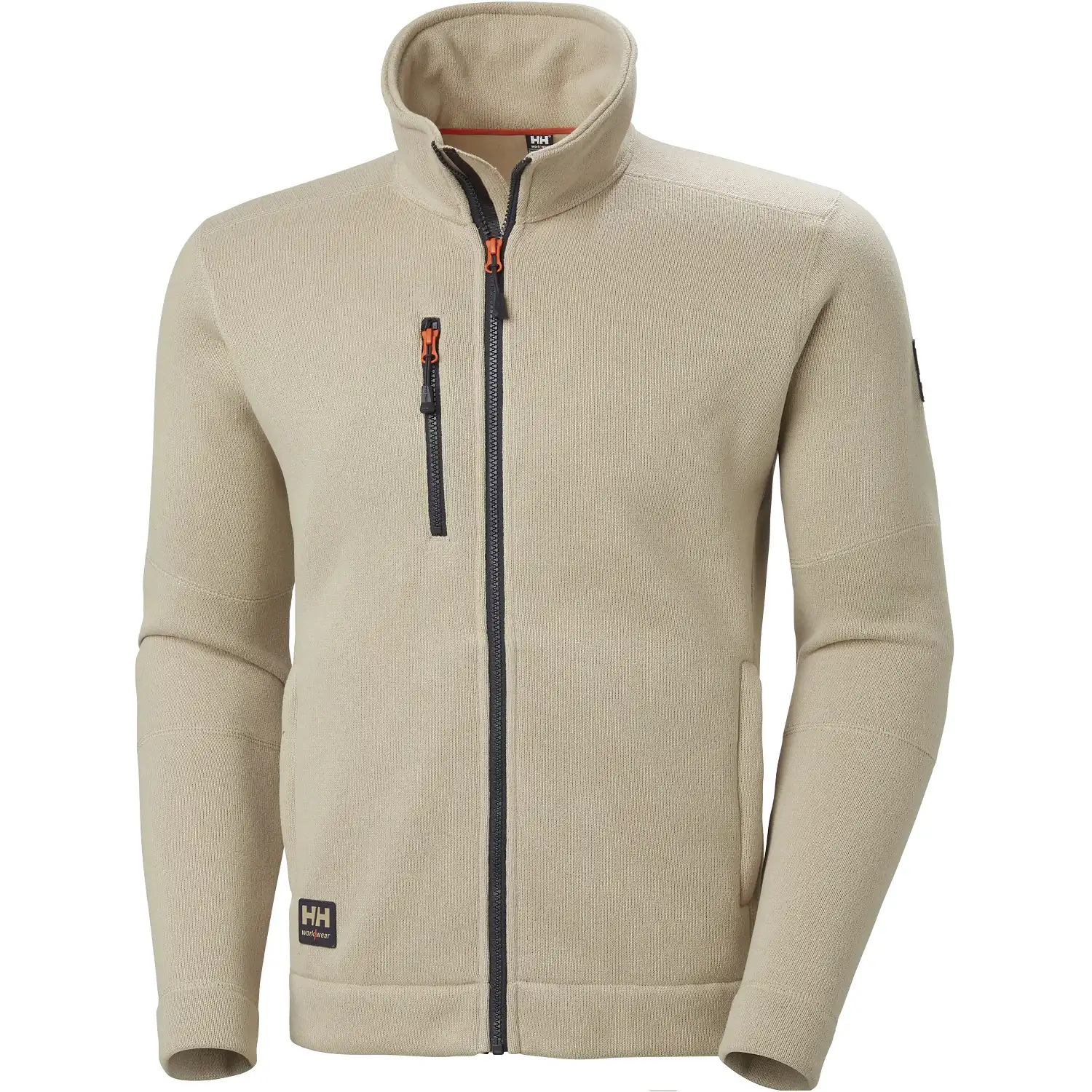 Strick-Fleecejacke "KENSINGTON" in sand/schwarz, M - Thumbnail 1