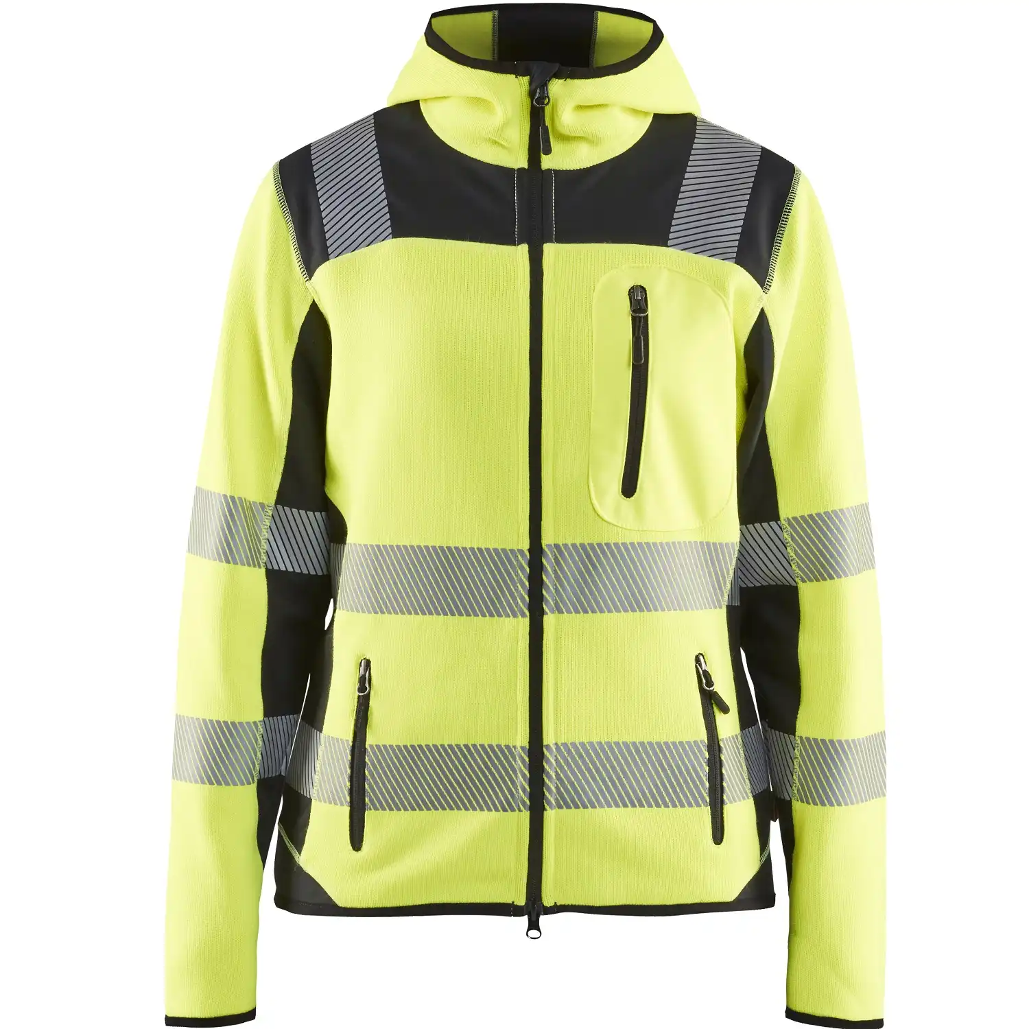 Damen Warnschutz Strickjacke "4967" in gelb/schwarz, 3XL - Thumbnail 1