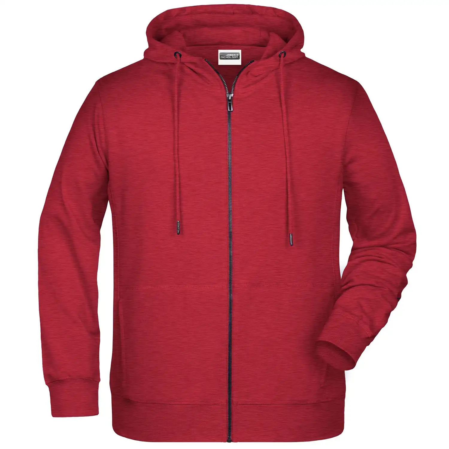 Zip Hoody mit Kapuze "8026" in carmine-red-melange, L - Thumbnail 1