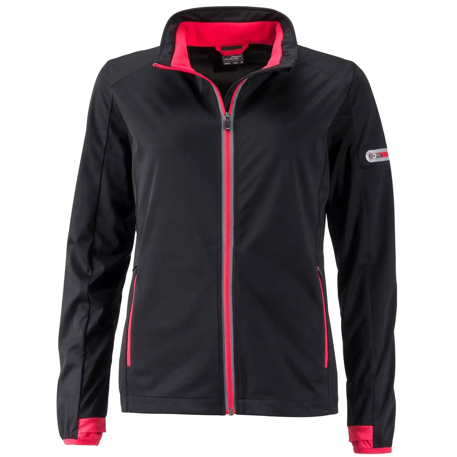 Damen Softshelljacke "JN1125" in black/light-red, L - Thumbnail 1