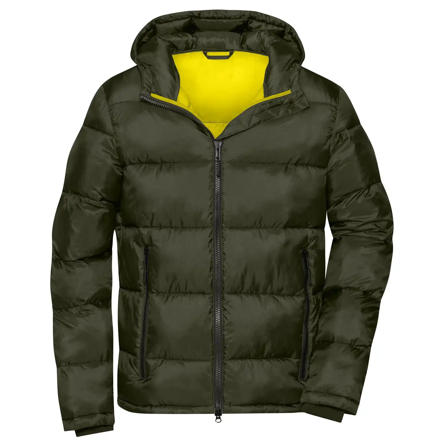 Winter-Steppjacke "JN1168" in deep-forest/yellow, M - Thumbnail 1