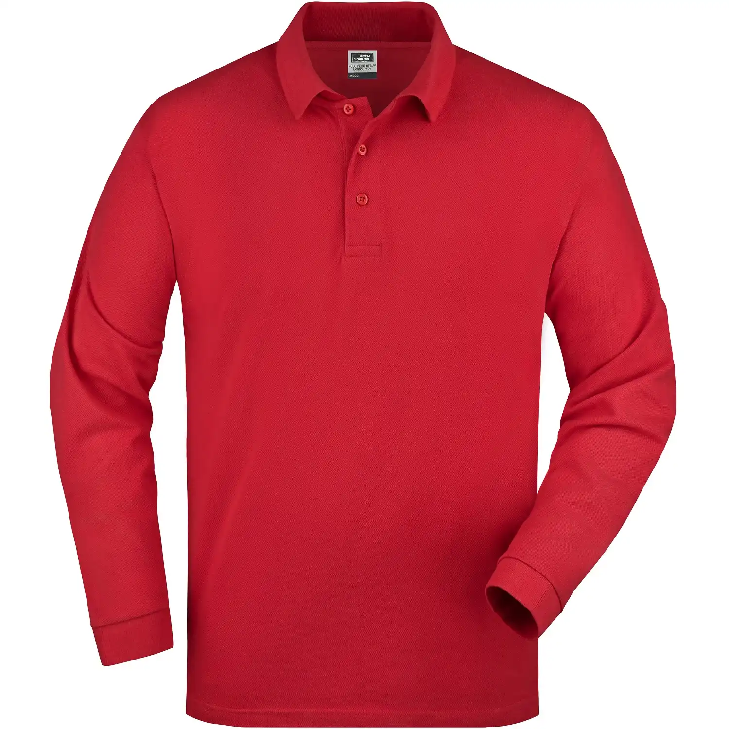 Polo-Piqué Langarm "JN022" in red, L - Bild 1