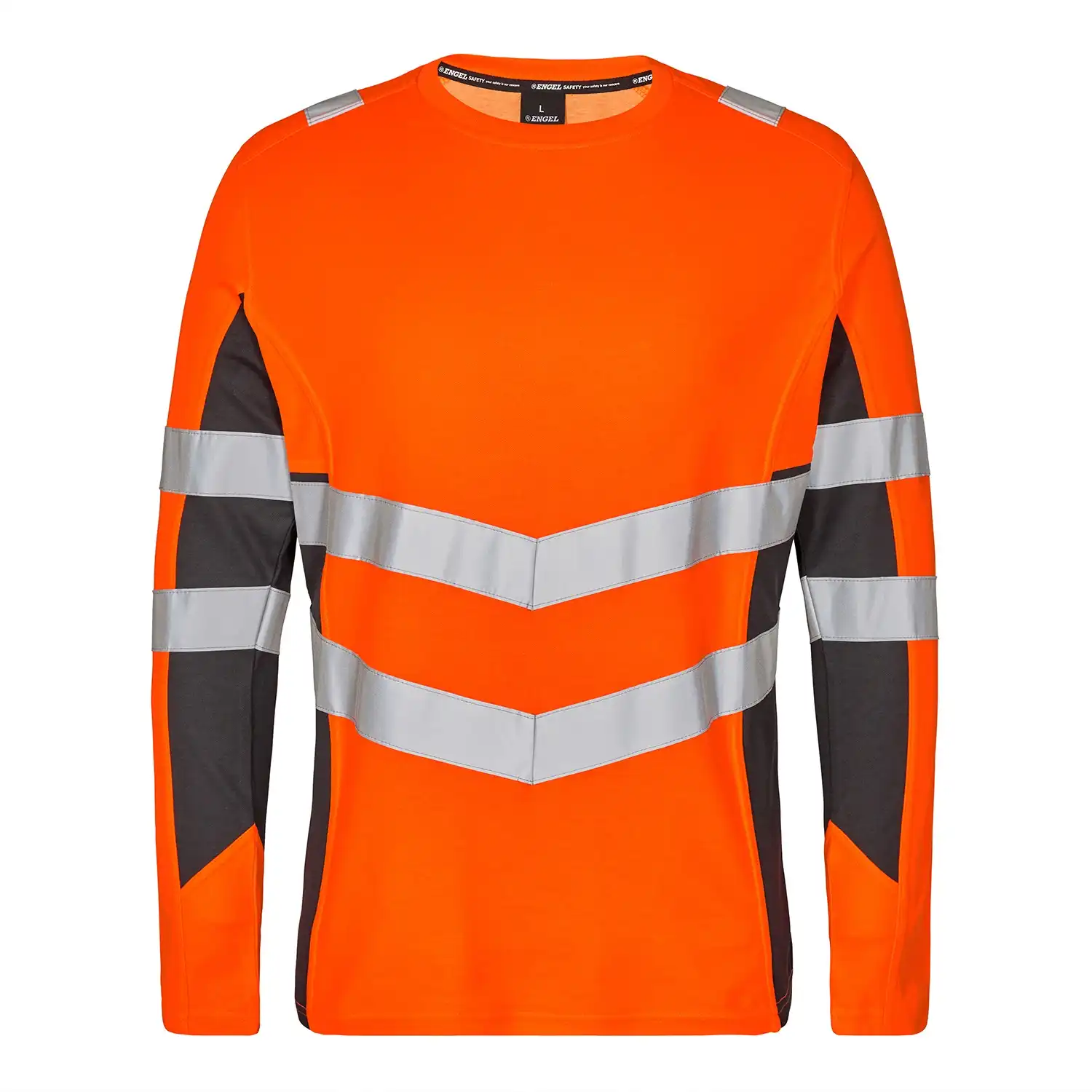 Warnschutz Langarmshirt "9545-182" Safety in orange/grau, S - Thumbnail 1