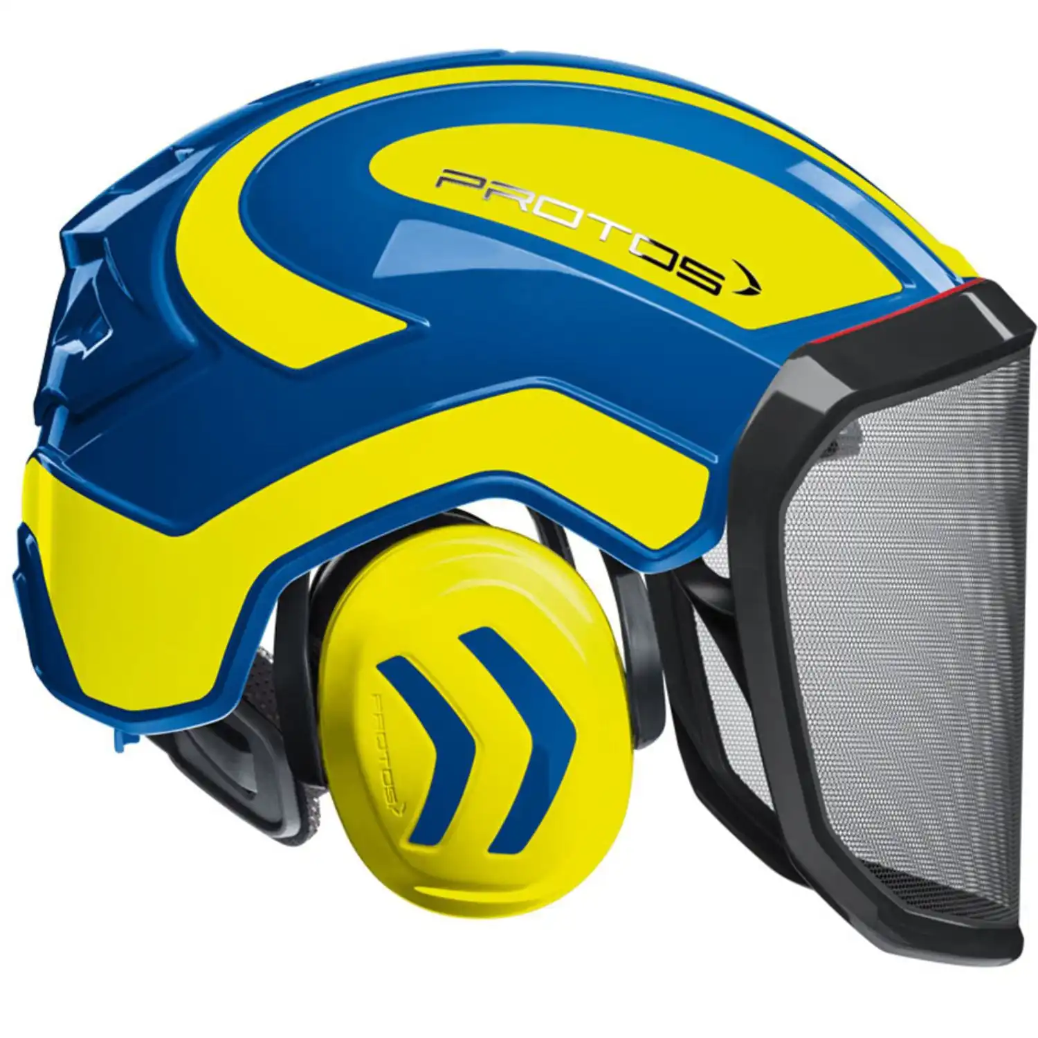 Forstschutzhelm "Integral Forest" grobes Visier G16 in blau/neongelb - Bild 1